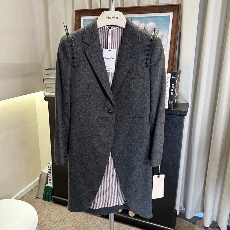 Thom Browne Thom Browne size0 Rivet decorated lapel full cashmere coat Size ONE SIZE - 1 Thumbnail