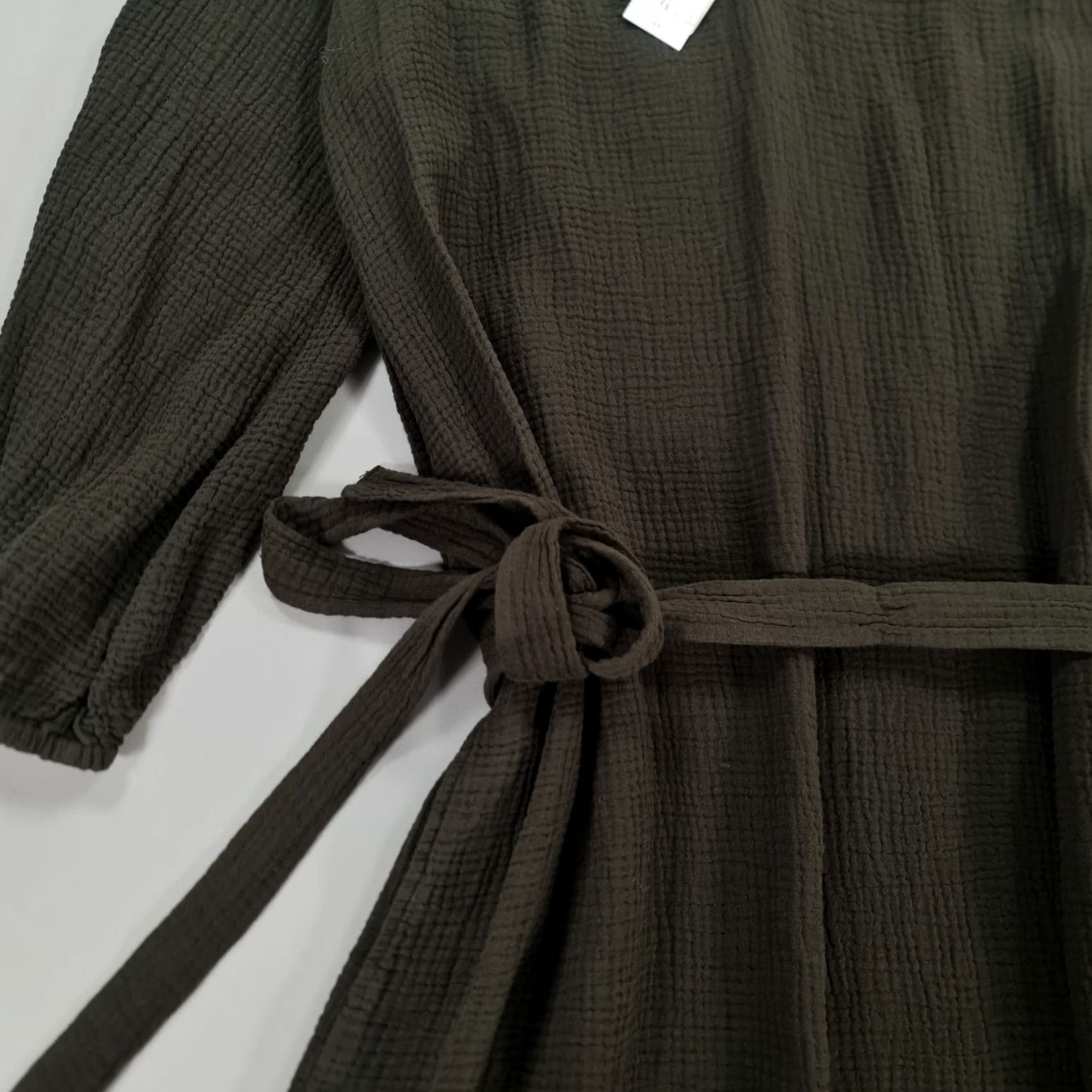 Velvet Velvet by Graham & Spencer Womens Dress Khaki Green XS 3/4 Sleeve A-Line Knee Length 100% Cotton Belted Pockets V-Neck Size XS / US 0-2 / IT 36-38 - 5 Thumbnail
