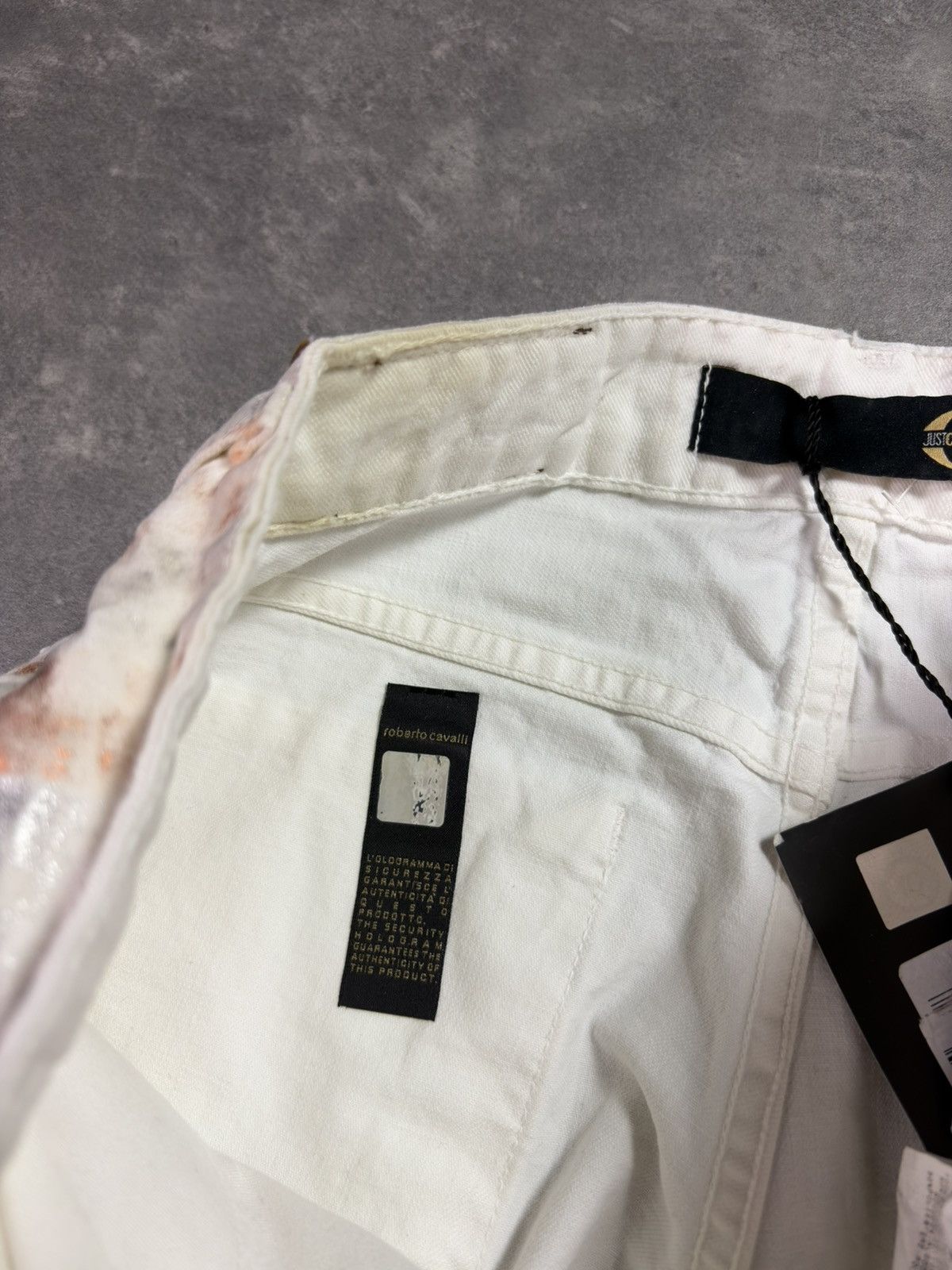 Just Cavalli 00s DSWT Just Cavalli Waxed Orange Silver Tones Flared Jeans Size US 27 - 12 Thumbnail