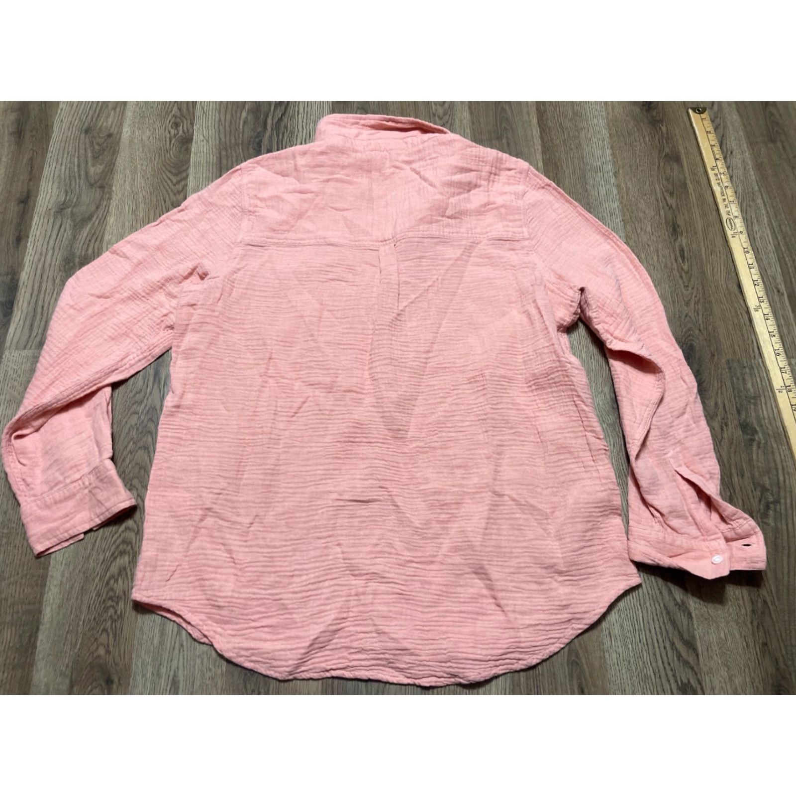 Vintage Beach Lunch Lounge Shirt Women's Large Pink Long Sleeve V-neck Collared Shirt Size L / US 10 / IT 46 - 2 Thumbnail