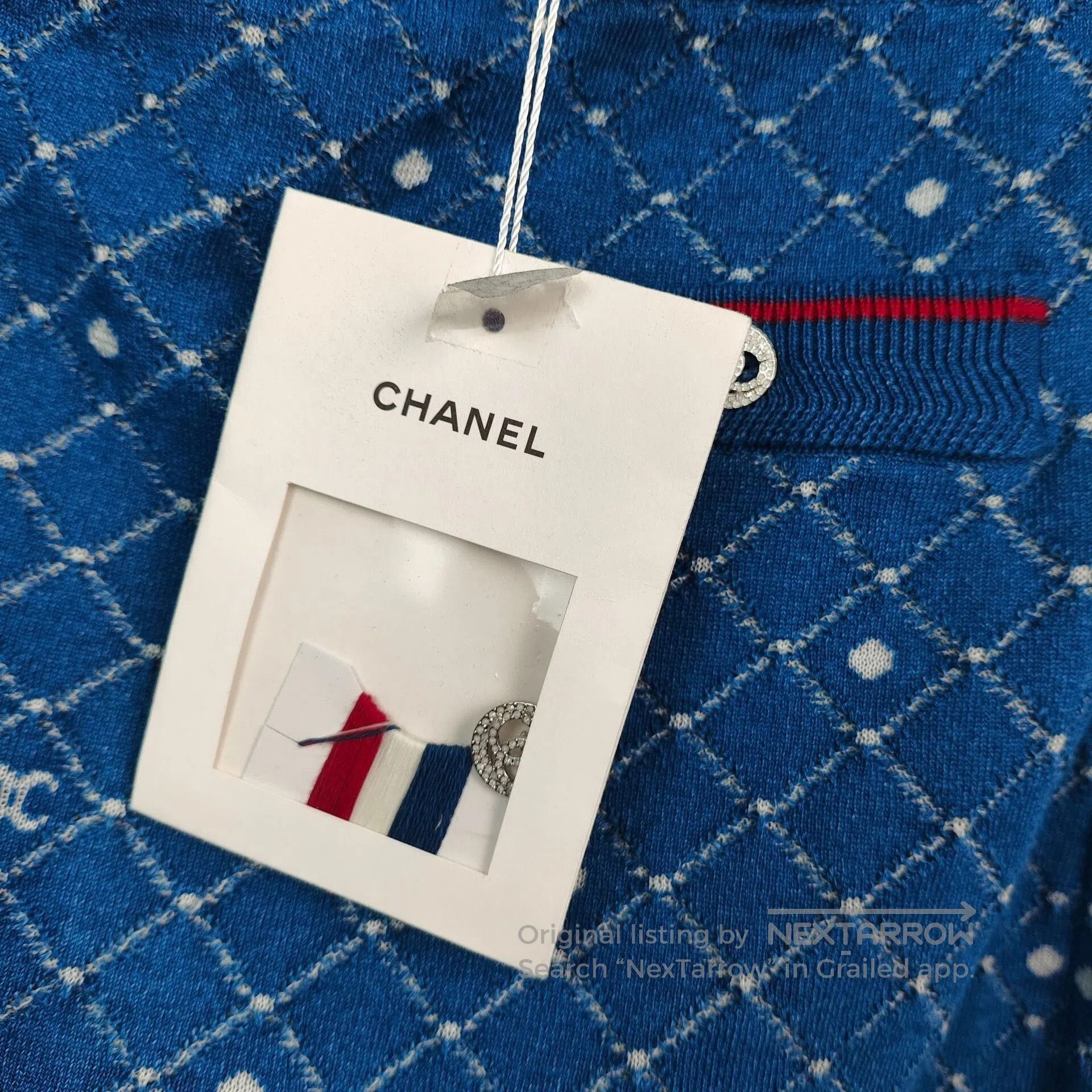 Chanel Chanel Blue CC Quilted Polka Dot Skirt. Size 37" - 3 Thumbnail
