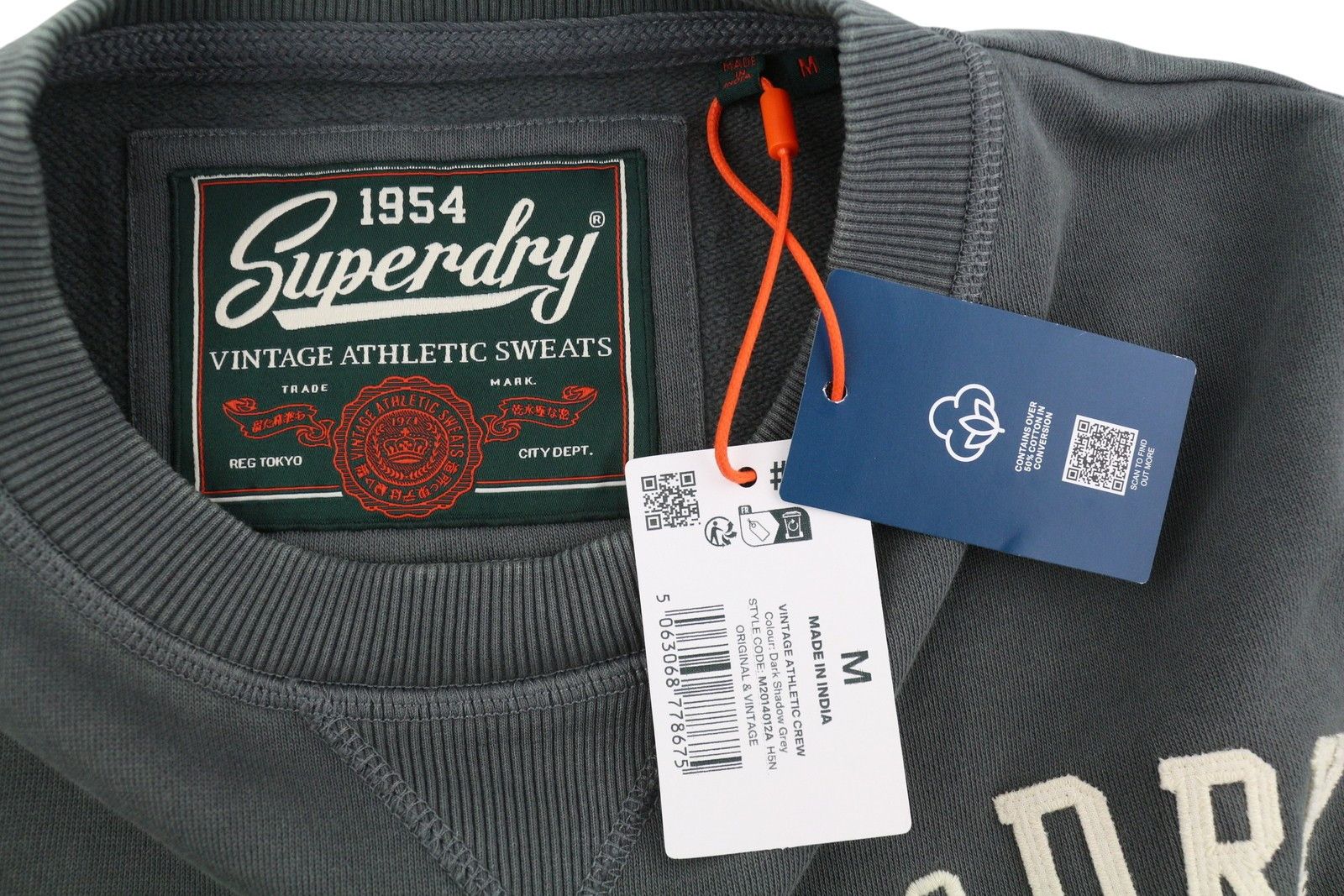 Superdry VINTAGE ATHLETIC M Grey Logo Cotton Pullover 87120 Size US M / EU 48-50 / 2 - 9 Thumbnail