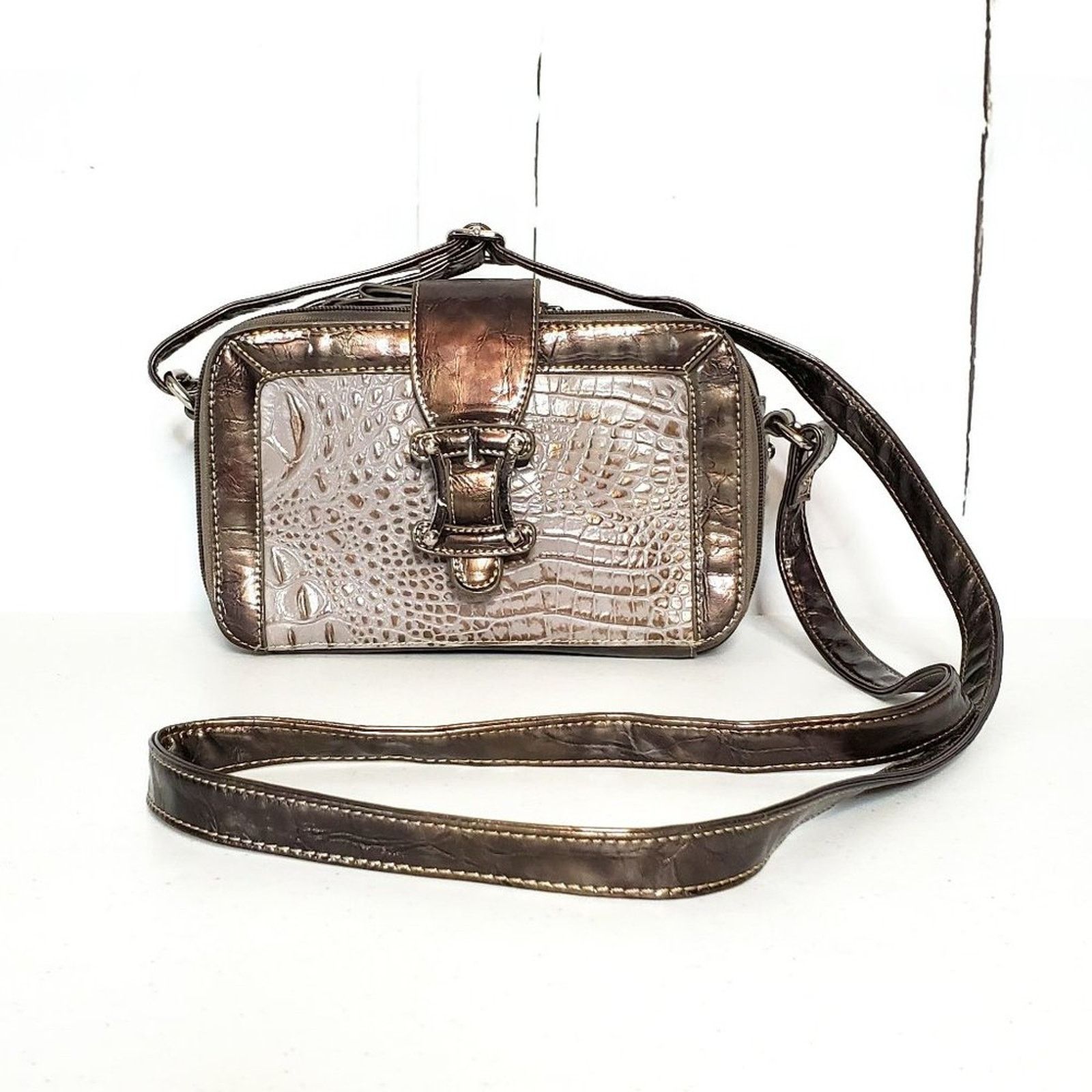 Designer Marc Chantal Embossed Patent Leather Organizer Crossbody Bag Size ONE SIZE - 1 Thumbnail