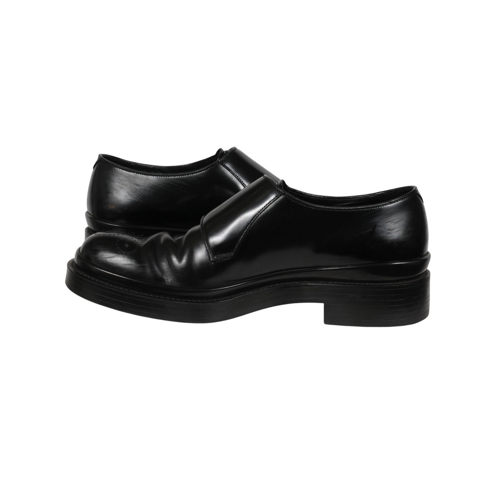 Prada Double Monk Straps Medallion Toe Black - 02621 Size US 9.5 / EU 42-43 - 9 Thumbnail