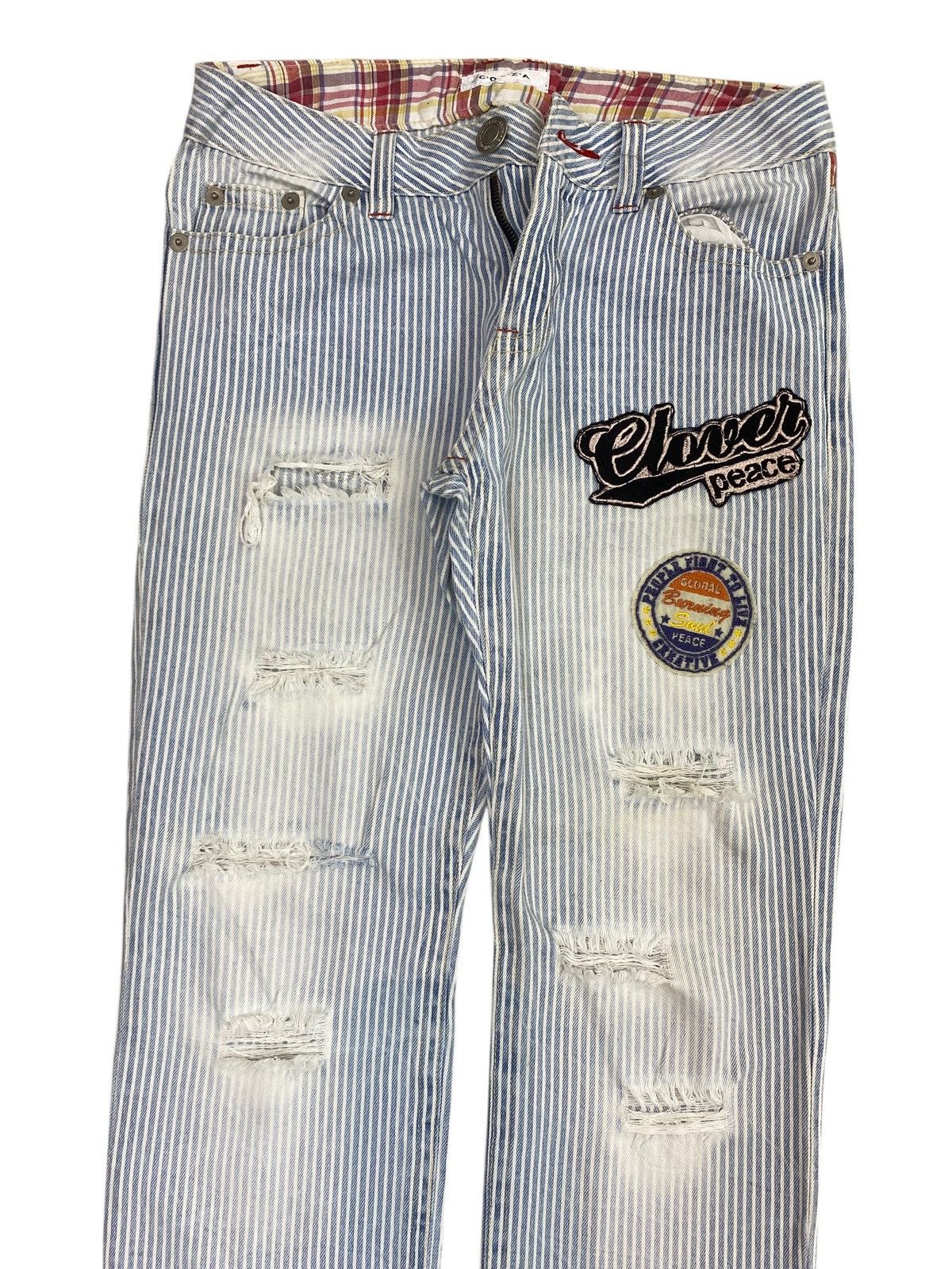 Other Japanese Brand Stripe Distressed Style Loose Jeans Size US 30 / EU 46 - 2 Thumbnail