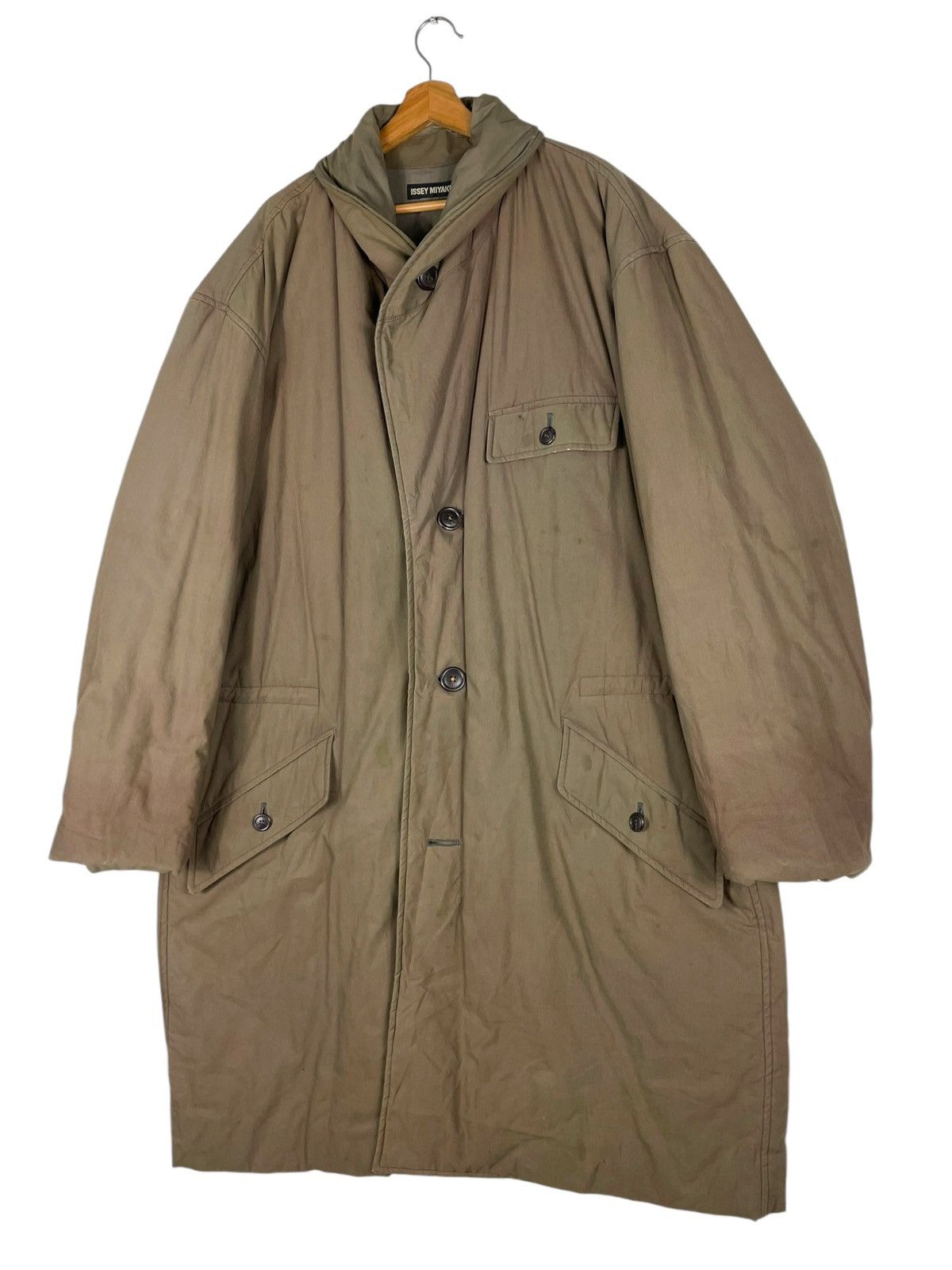 Issey Miyake × Vintage 💥 80s BOXY COAT ISSEY MIYAKE BUTTON LONG JACKET Size US XL / EU 56 / 4 - 2 Thumbnail