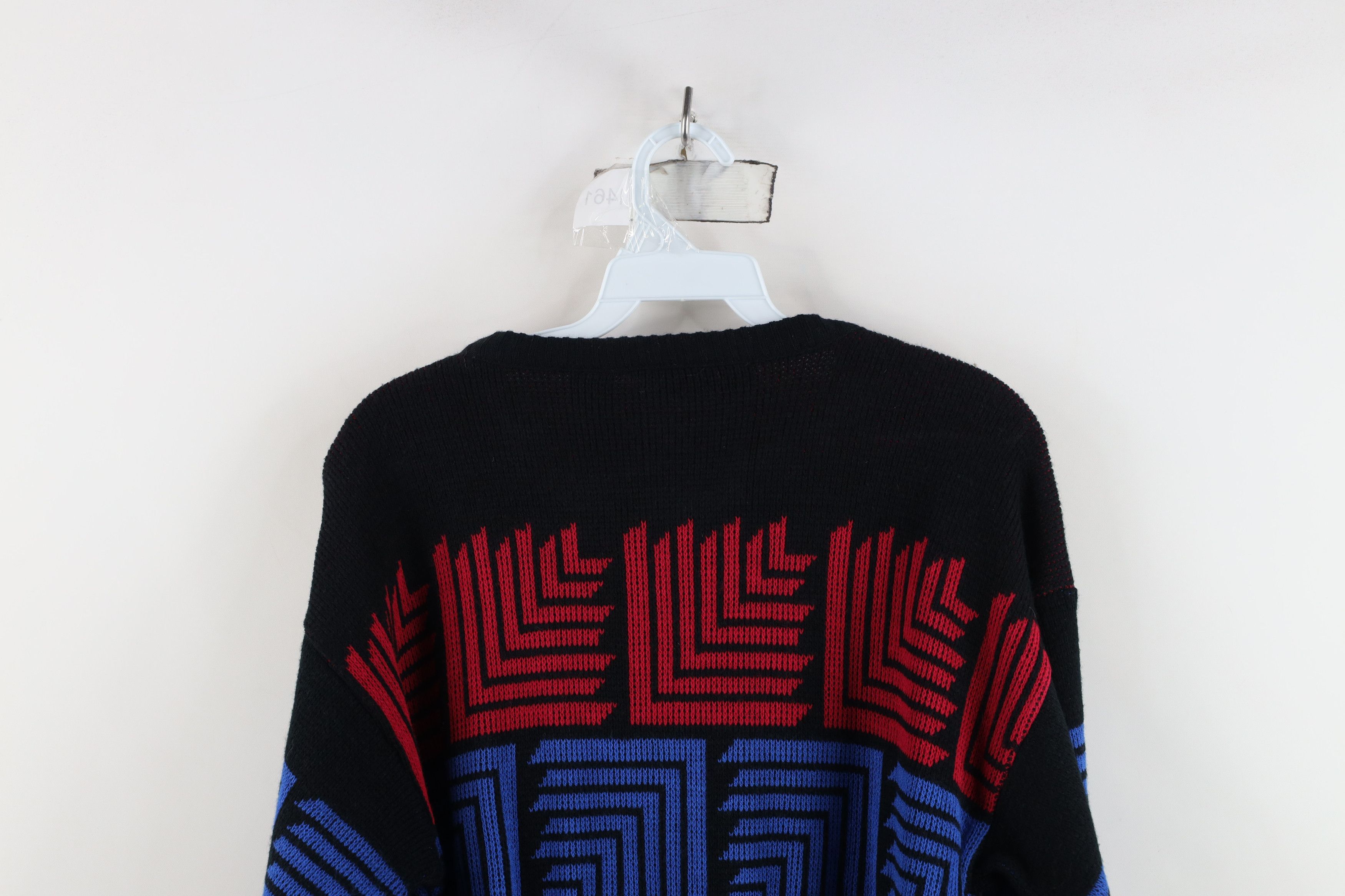 Vintage Vintage 80s 90s Streetwear Geometric Knit Crewneck Sweater Size L / US 10 / IT 46 - 10 Thumbnail