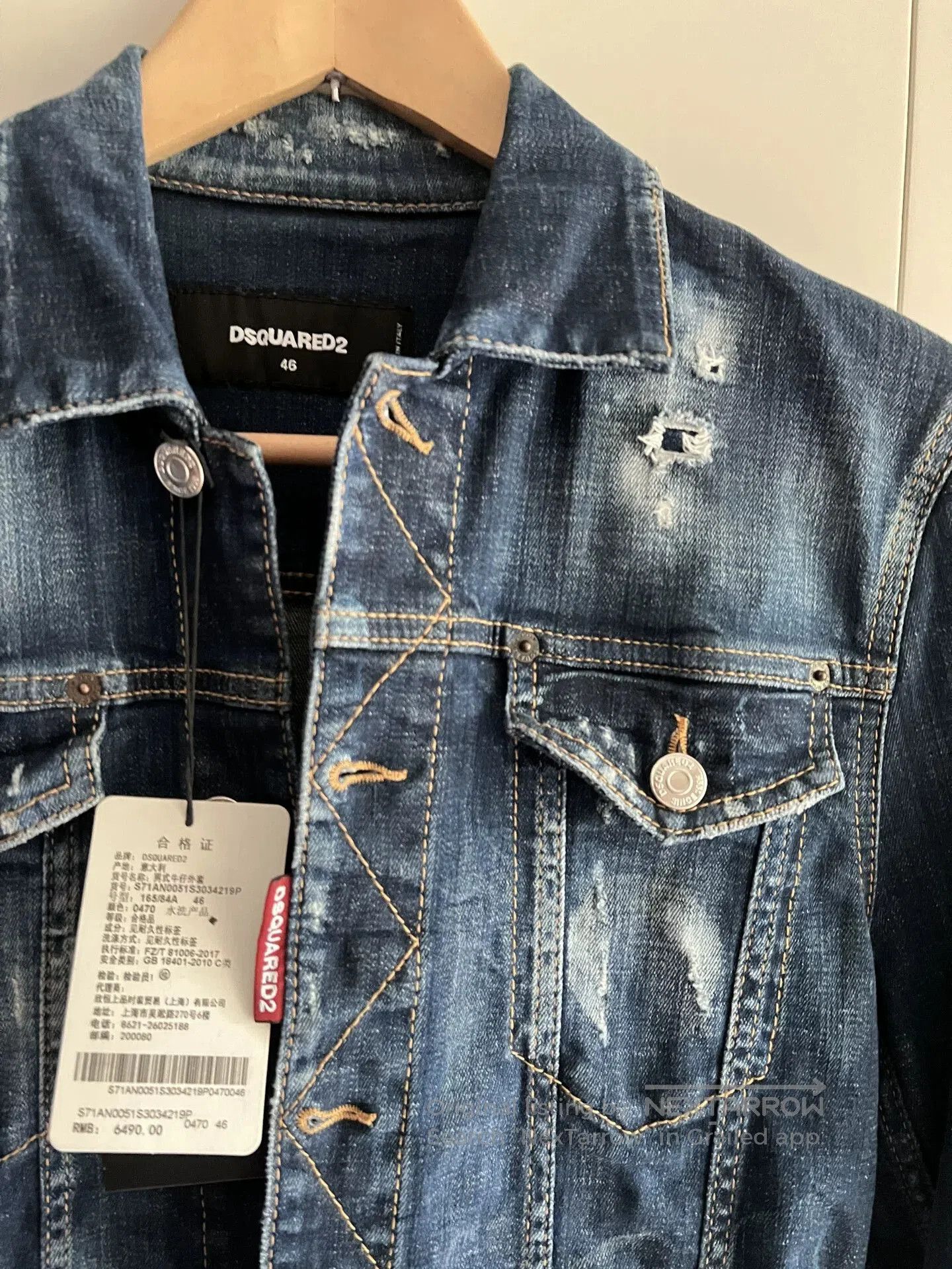 Dsquared2 Dsquared2 Men's Distressed Denim Jacket. Size US S / EU 44-46 / 1 - 6 Thumbnail