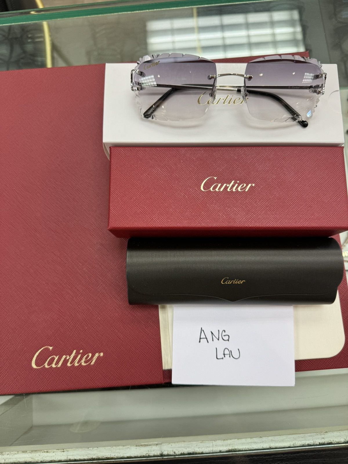 Cartier Big C Wire Platinum Sunglasses Diamond Cut Lenses