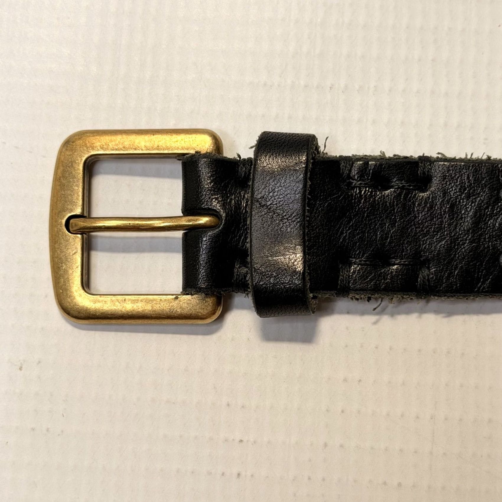 Dolce & Gabbana D&G Dolce & Gabbana Belt Mens 38 Black Leather Perforated Brass Buckle 95 cm Size 38 - 2 Thumbnail