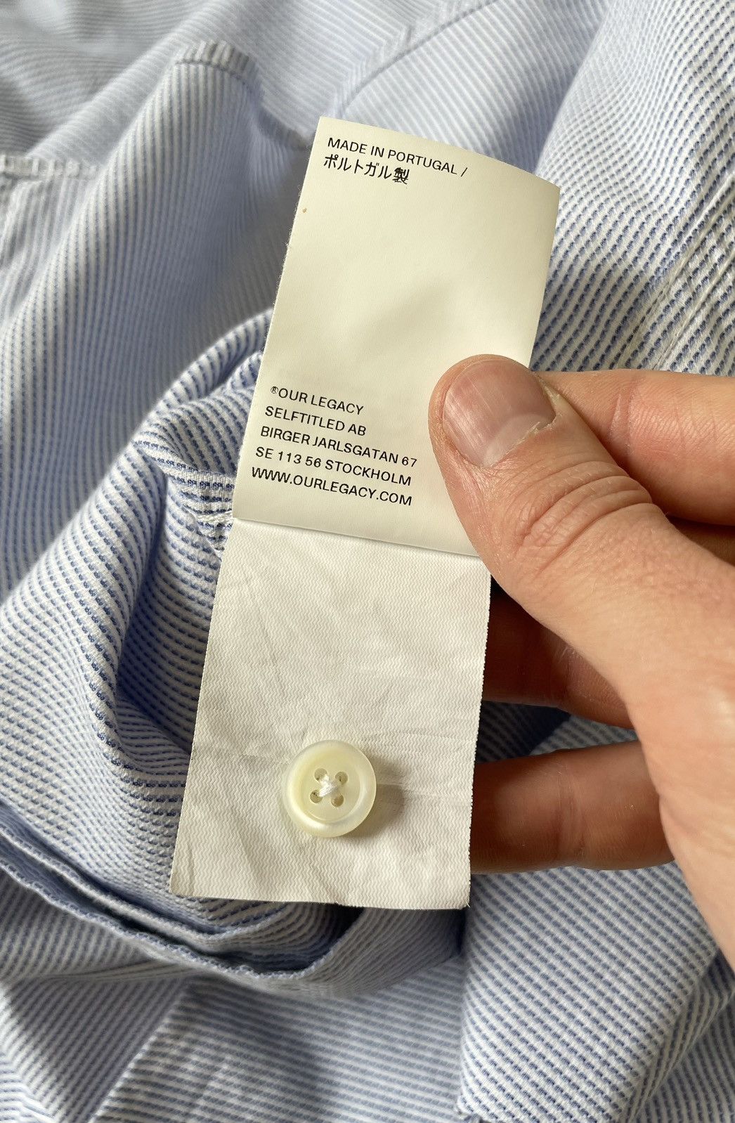 Our Legacy White / Blue Stripe Cotton ‘Above’ Shirt Size US M / EU 48-50 / 2 - 12 Thumbnail