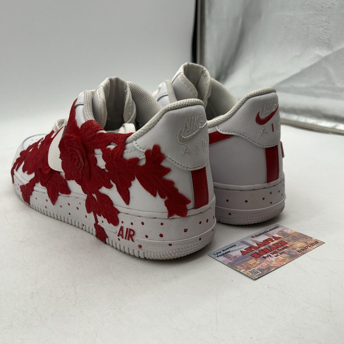 Nike Air Force 1 low triple white custom Size US 12 / EU 45 - 4 Thumbnail