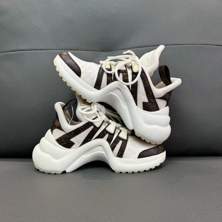 Louis Vuitton Louis Vuitton White Brown Casual Sneakers -2508 Size US 5.5 / EU 38 - 1 Thumbnail