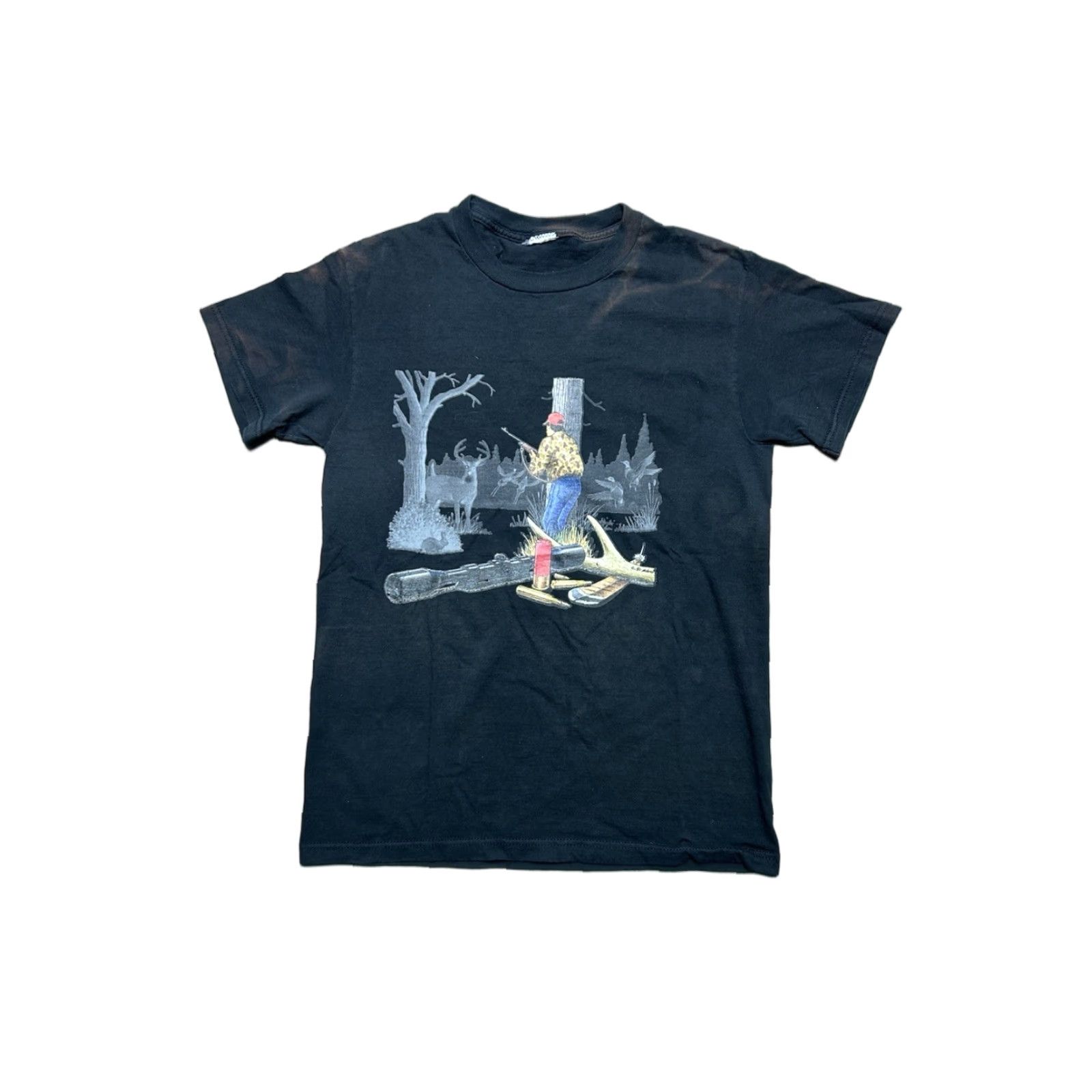 Hunter VINTAGE M & M T-Shirt Deer Buck Hunter Ducks Hunting Faded Black Medium Men Size US M / EU 48-50 / 2 - 1 Thumbnail