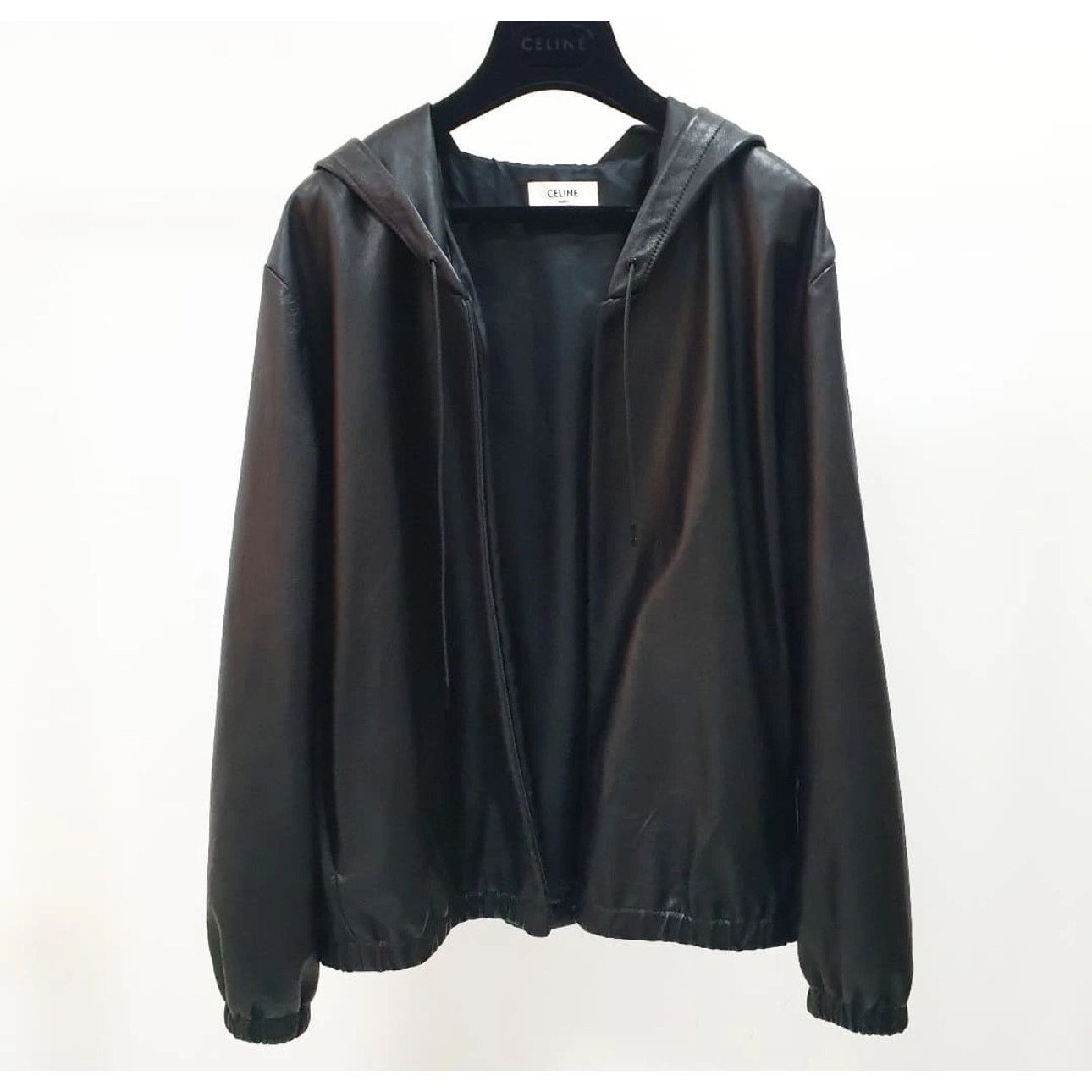 Celine CELINE BLACK LEATHER HOODED BOMBER Sz.42 Size M / US 6-8 / IT 42-44 - 3 Thumbnail