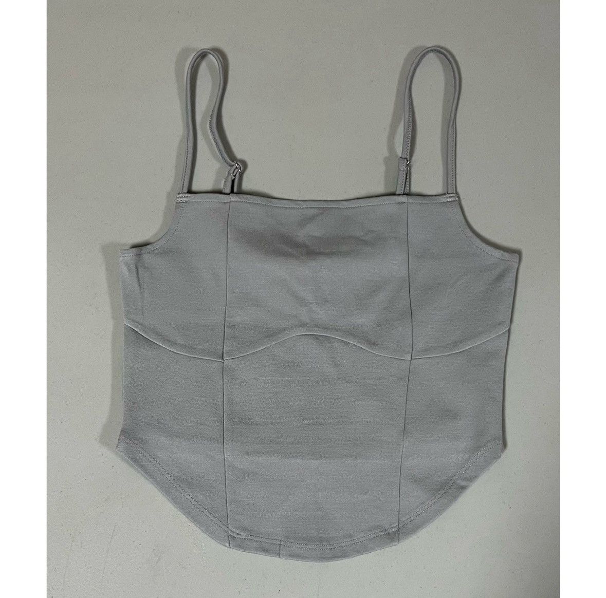 Vintage Gray Solid Fitted Zipper Tank Crop Top Shirt Blouse Size M 🩶 Size M / US 6-8 / IT 42-44 - 2 Thumbnail