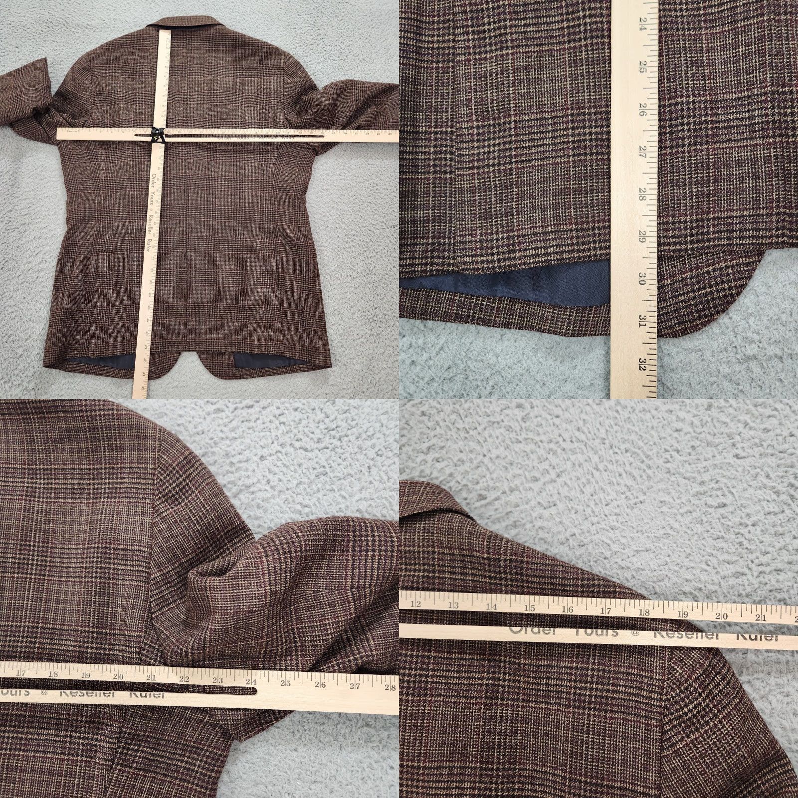 Jos A Bank Sport Coat Men 46R Brown Plaid Slim Fit Unstructured Two-Button Jacket Business Casual Formal Wedding Vintage No