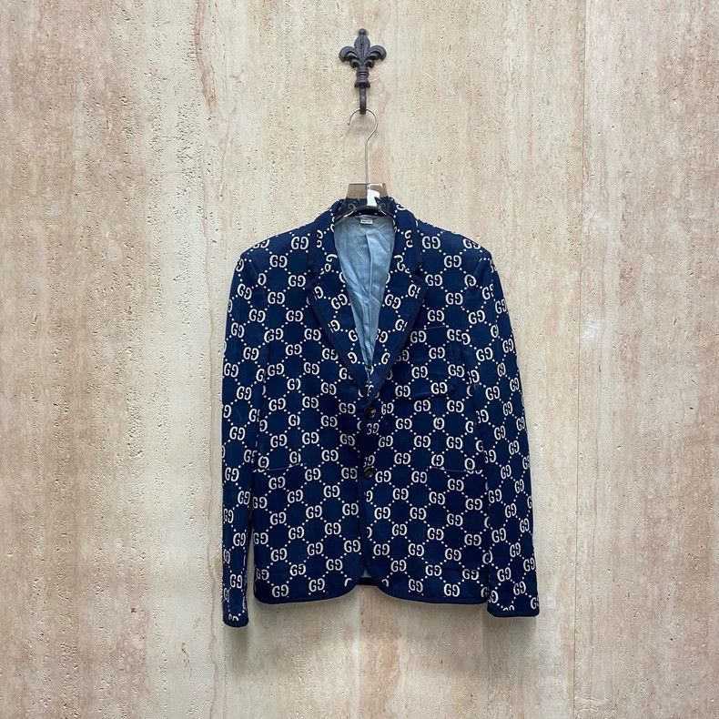 Gucci Blue double G full-print suit jacket 2505-Nextarrow