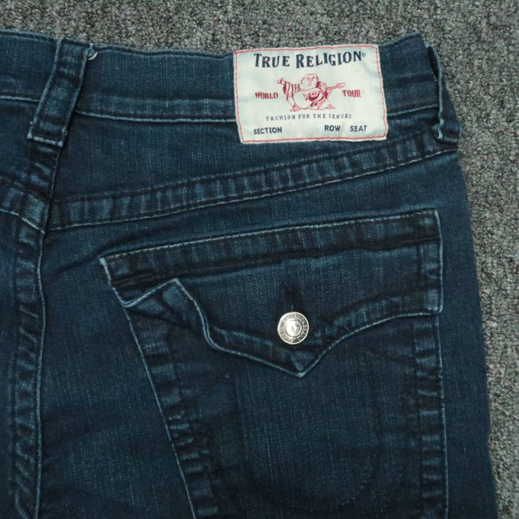 True Religion True Religion Shorts Mens 36 Blue Ricky Relaxed Straight Flaps Cut Off Dark Wash Size US 36 / EU 52 - 6 Thumbnail