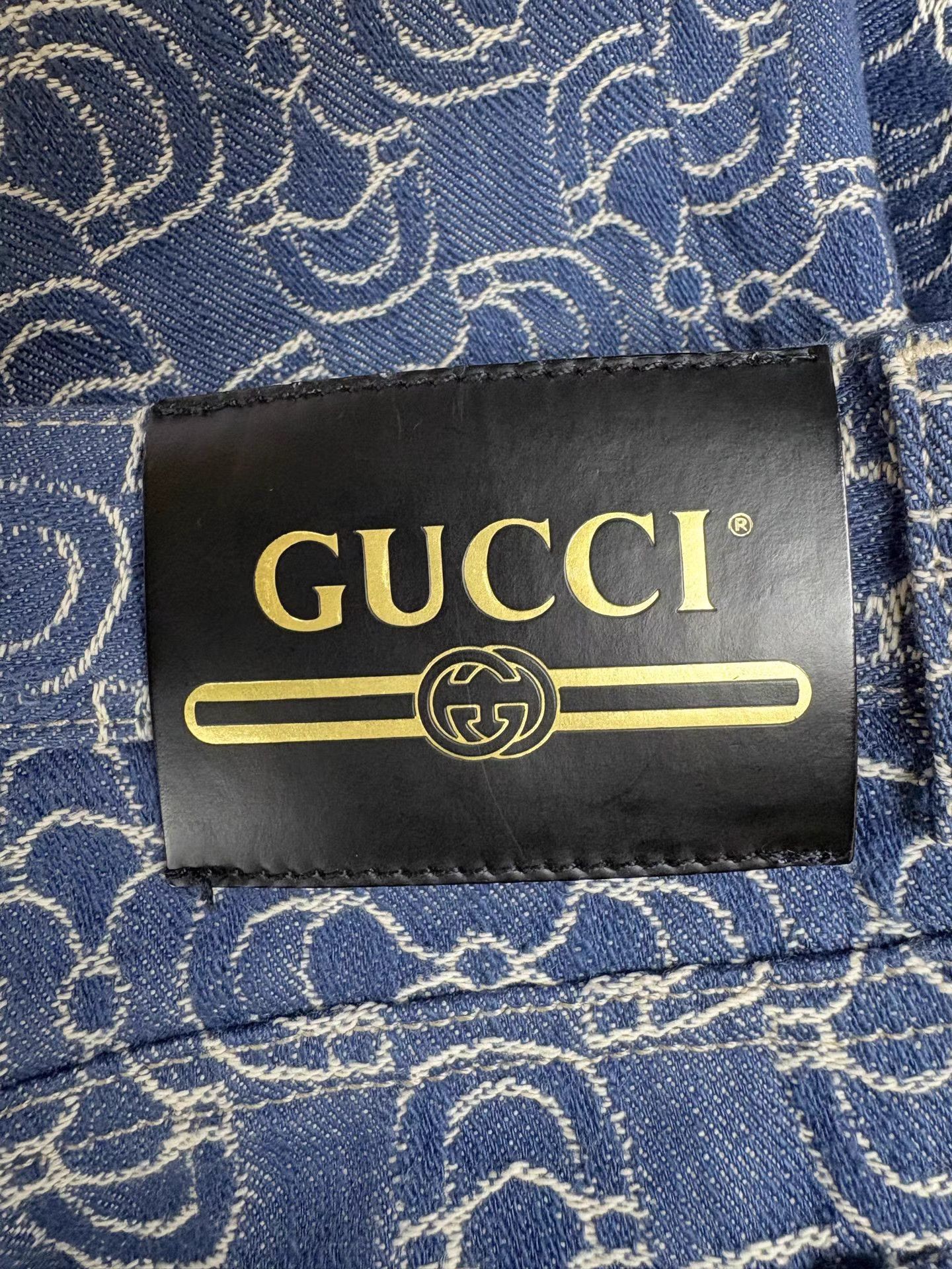 Gucci GUCCI Washed Blue All-Over Logo Jeans Size US 29 - 4 Thumbnail