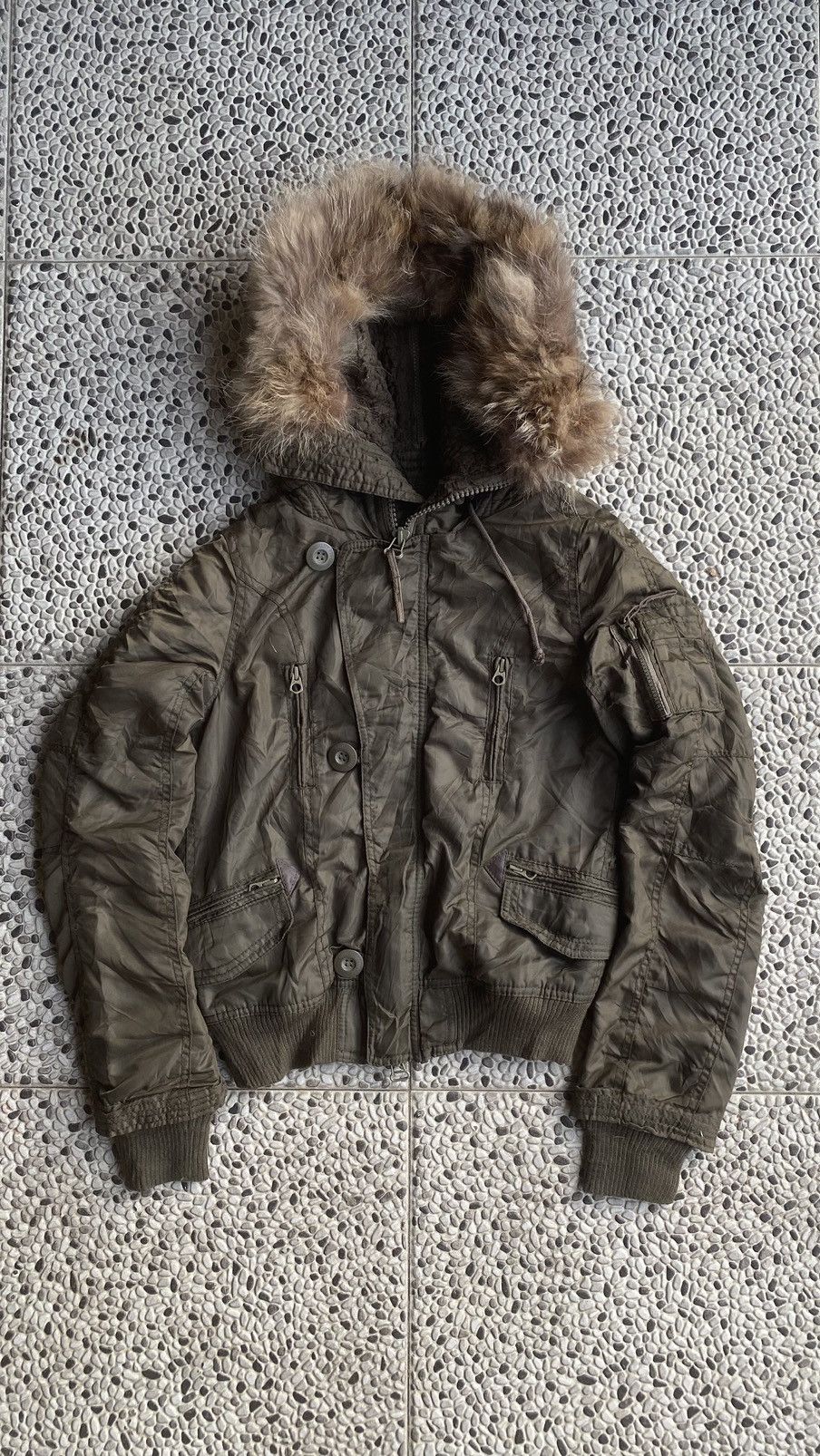 Raccoon fur bomber jacket clearance