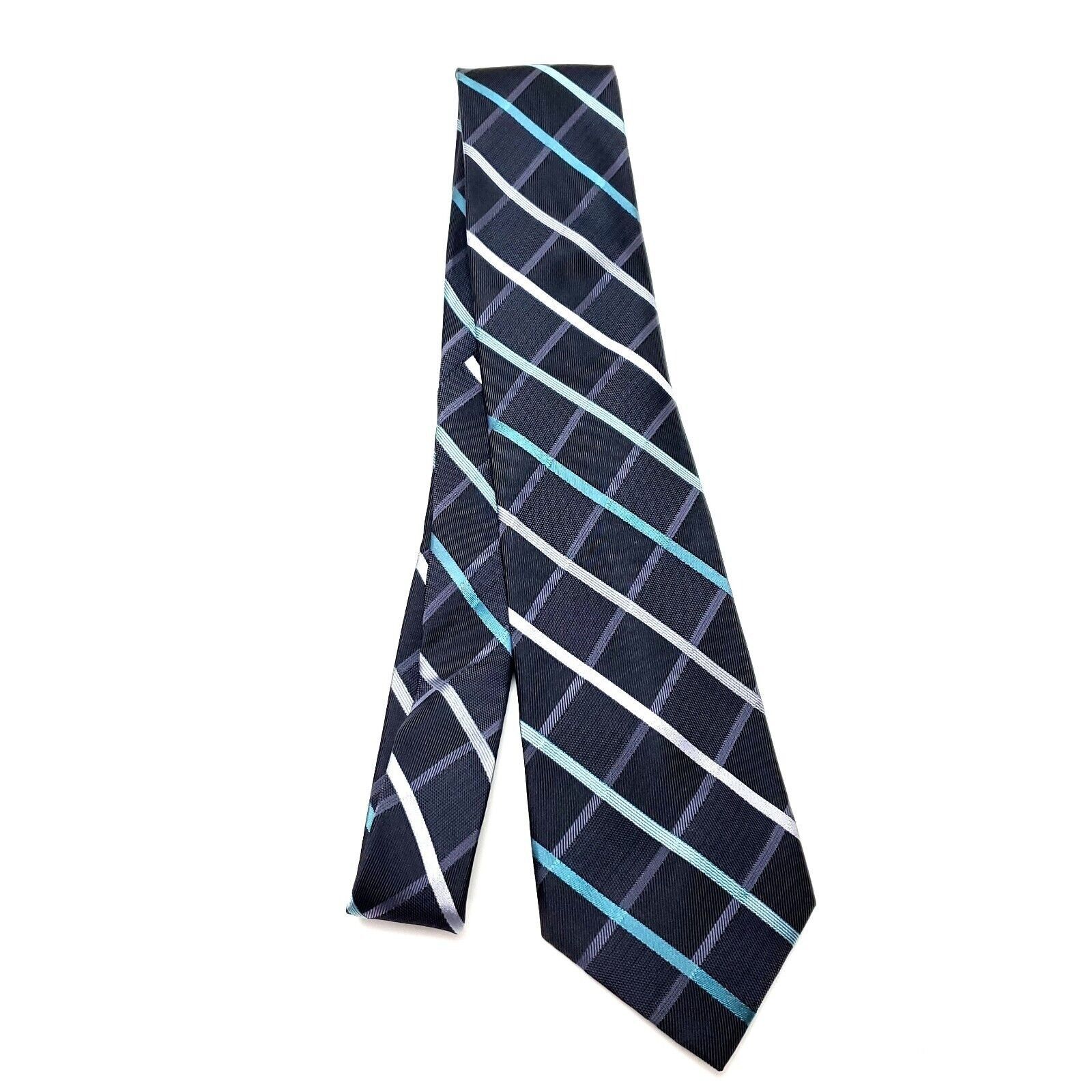 Van Heusen Van Heusen Black Silk Tie Woven Striped Size ONE SIZE - 6 Thumbnail