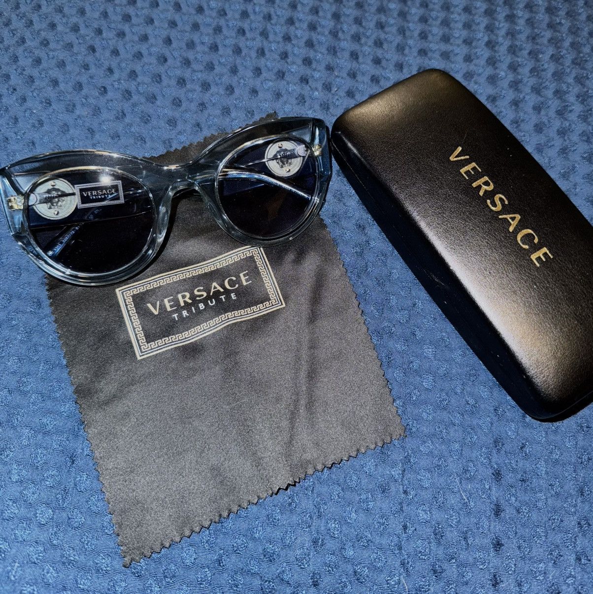 Vintage Transparent Baby Blue Versace Sunglasses