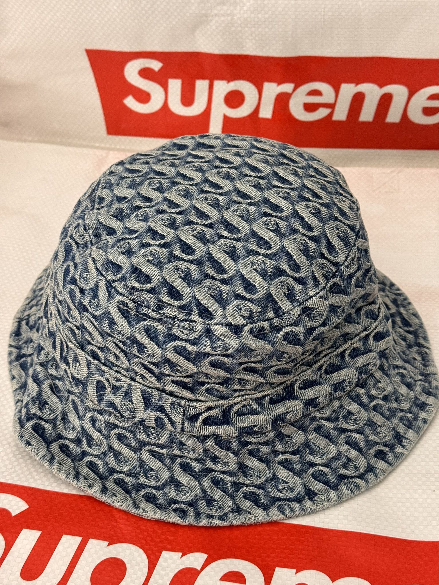 Supreme Monogram Denim Crusher Blue medium large size