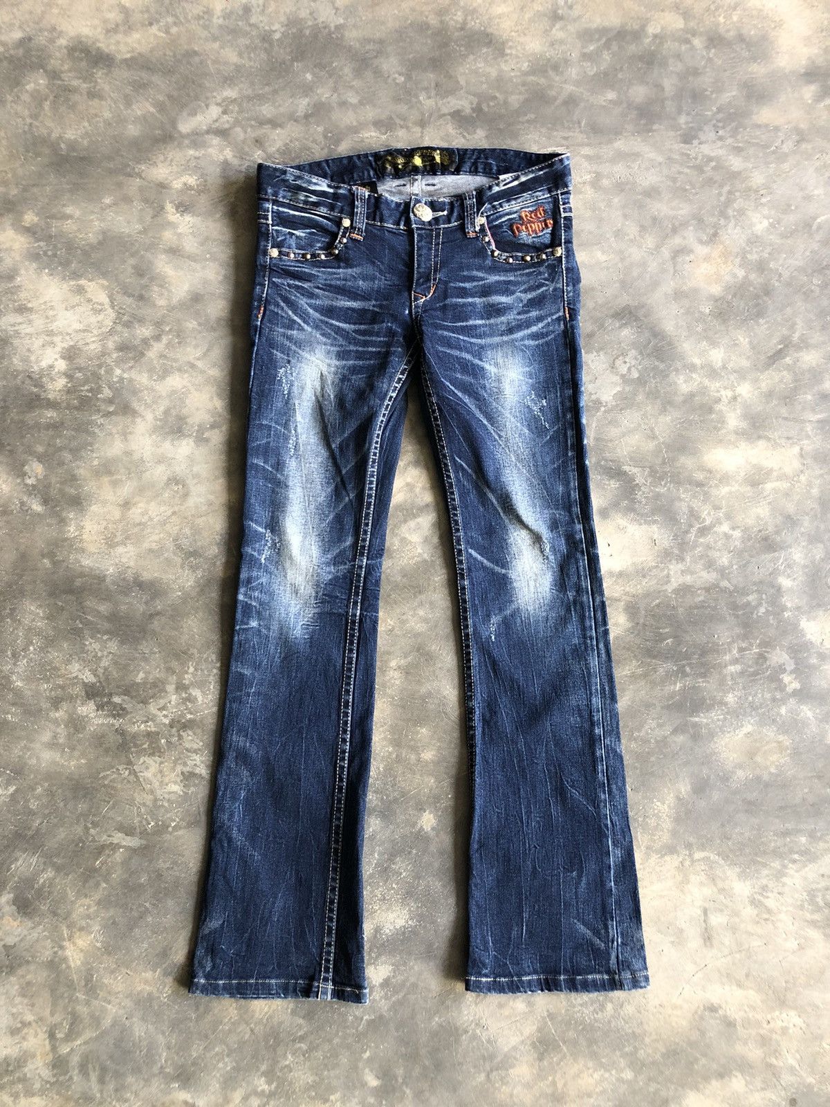Japanese Brand Mud Max Red Papper Flared jeans Low Rise Size US 31 - 3 Thumbnail