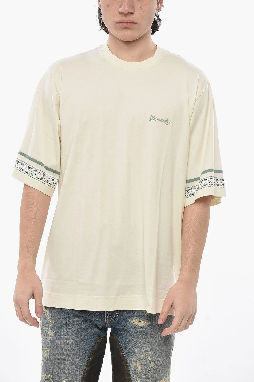 Givenchy og1mm0326 Cotton Crewneck T-Shirt in Beige Size US XS / EU 42 / 0 - 1 Thumbnail