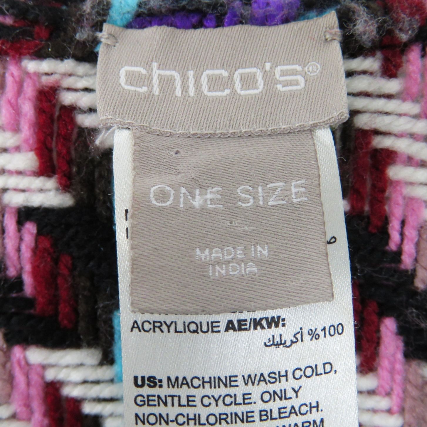 Chicos Chico's Houndstooth Ruana Wrap Shall Knit Sweater Rainbow Size M / US 6-8 / IT 42-44 - 4 Thumbnail
