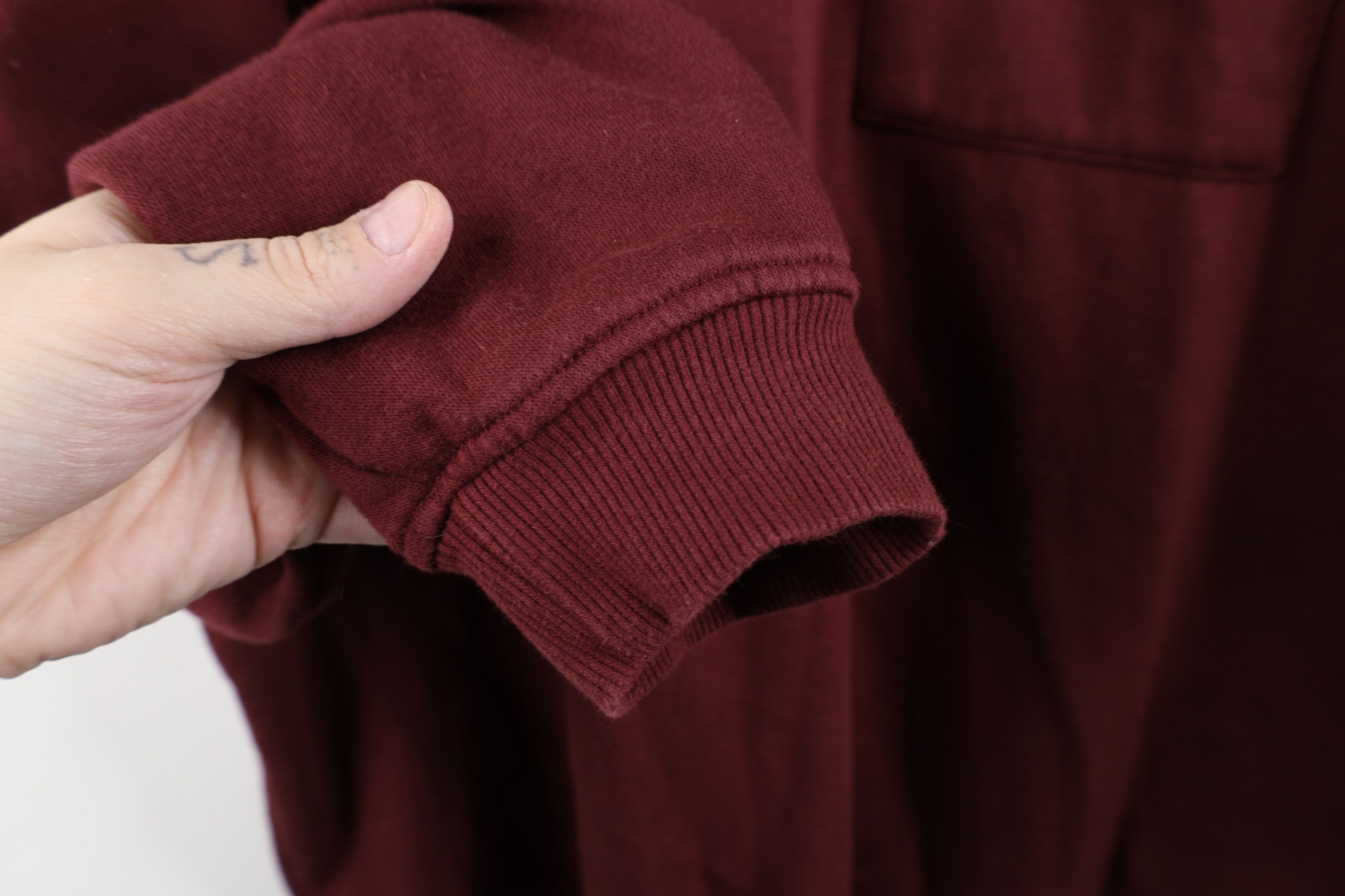 Vintage Vintage 90s Streetwear Pullover Collared Sweatshirt Burgundy Size US L / EU 52-54 / 3 - 7 Thumbnail