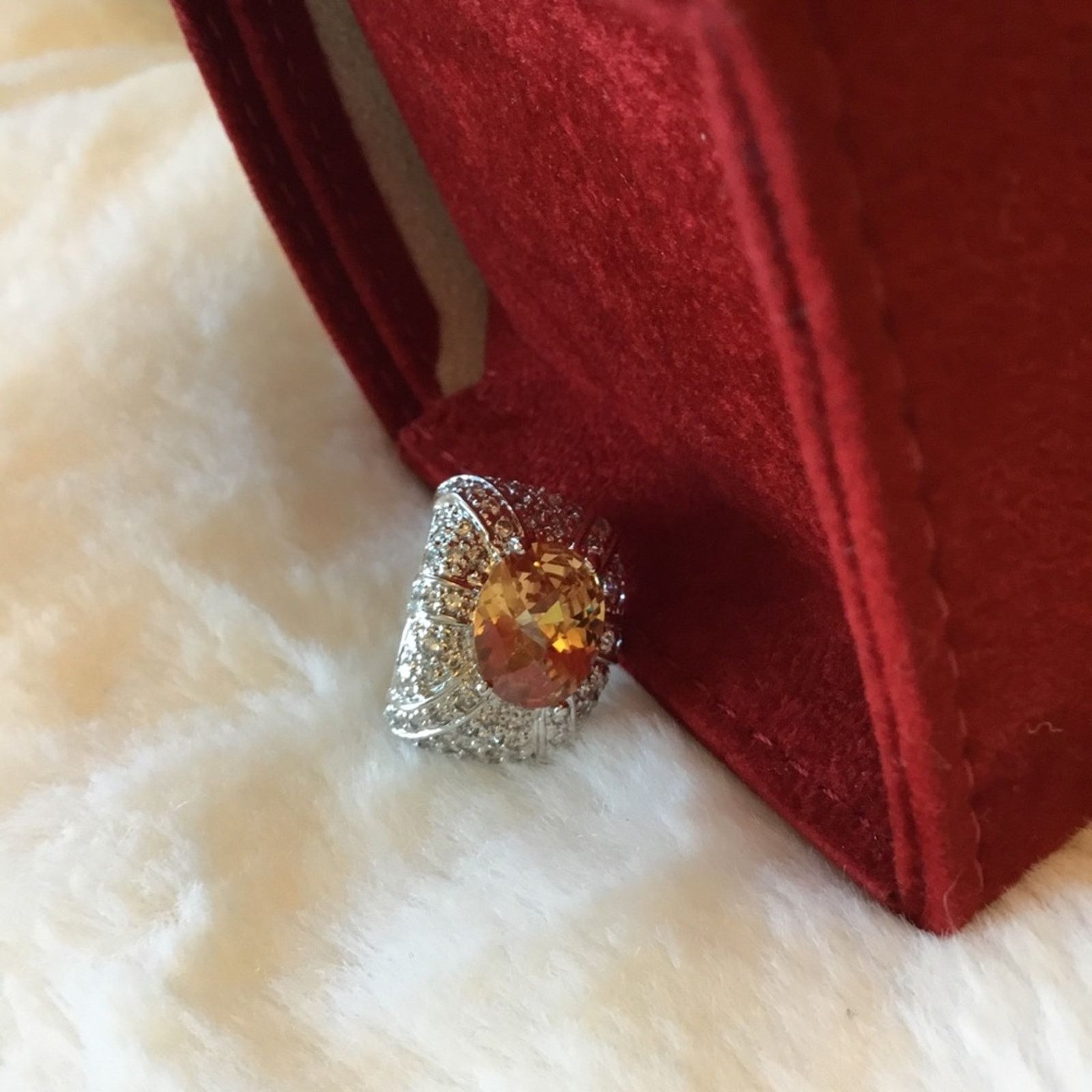 Other Sterling Silver Yellow Crystal Statement Ring Size ONE SIZE - 5 Thumbnail