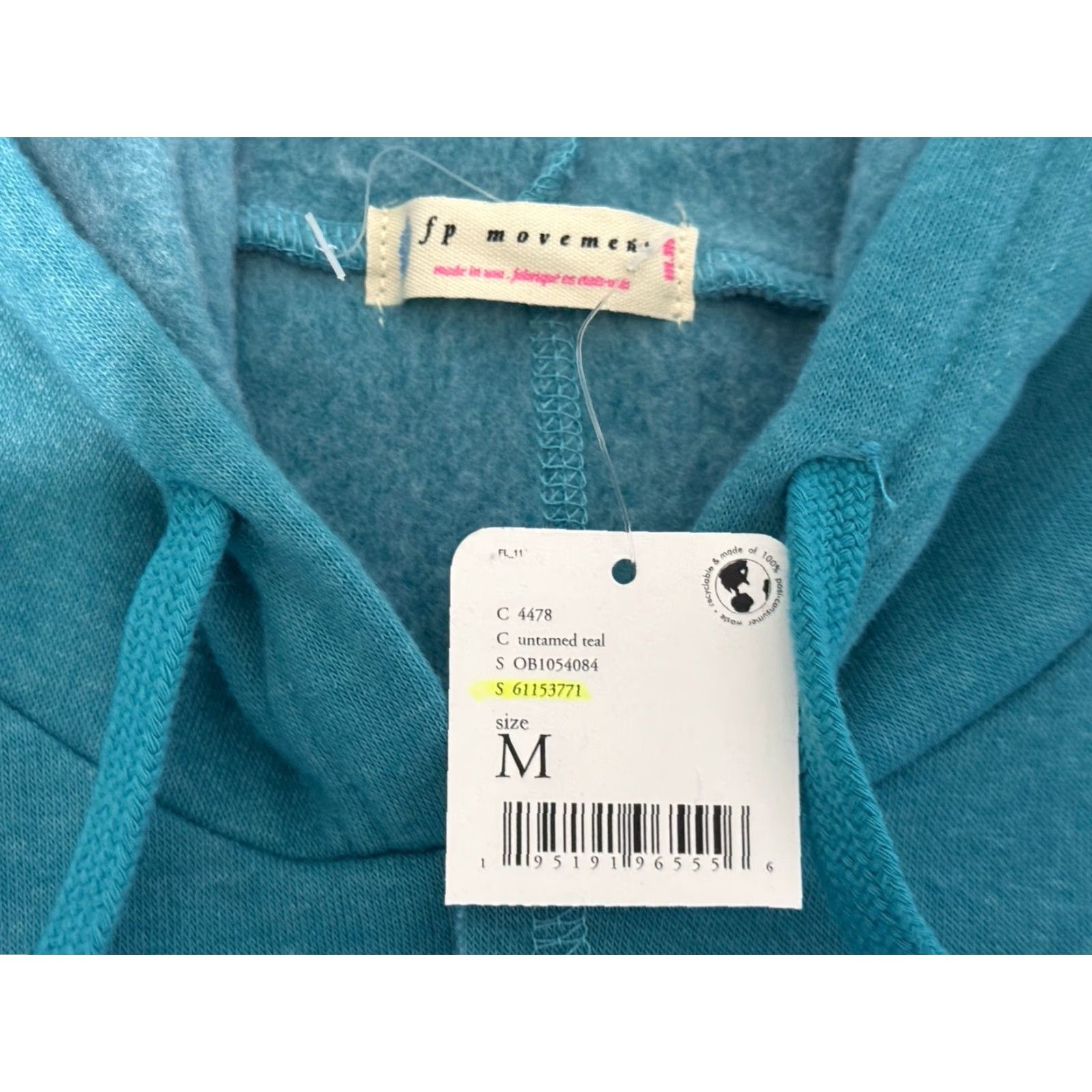 Free People FREE PEOPLE Movement Untamed Teal Hoodie Sweatshirt - Pullover Long Sleeve Hooded - M - Women - Solid Fleece Cotton Blend - All Seasons - Boho 70s Size M / US 6-8 / IT 42-44 - 7 Thumbnail
