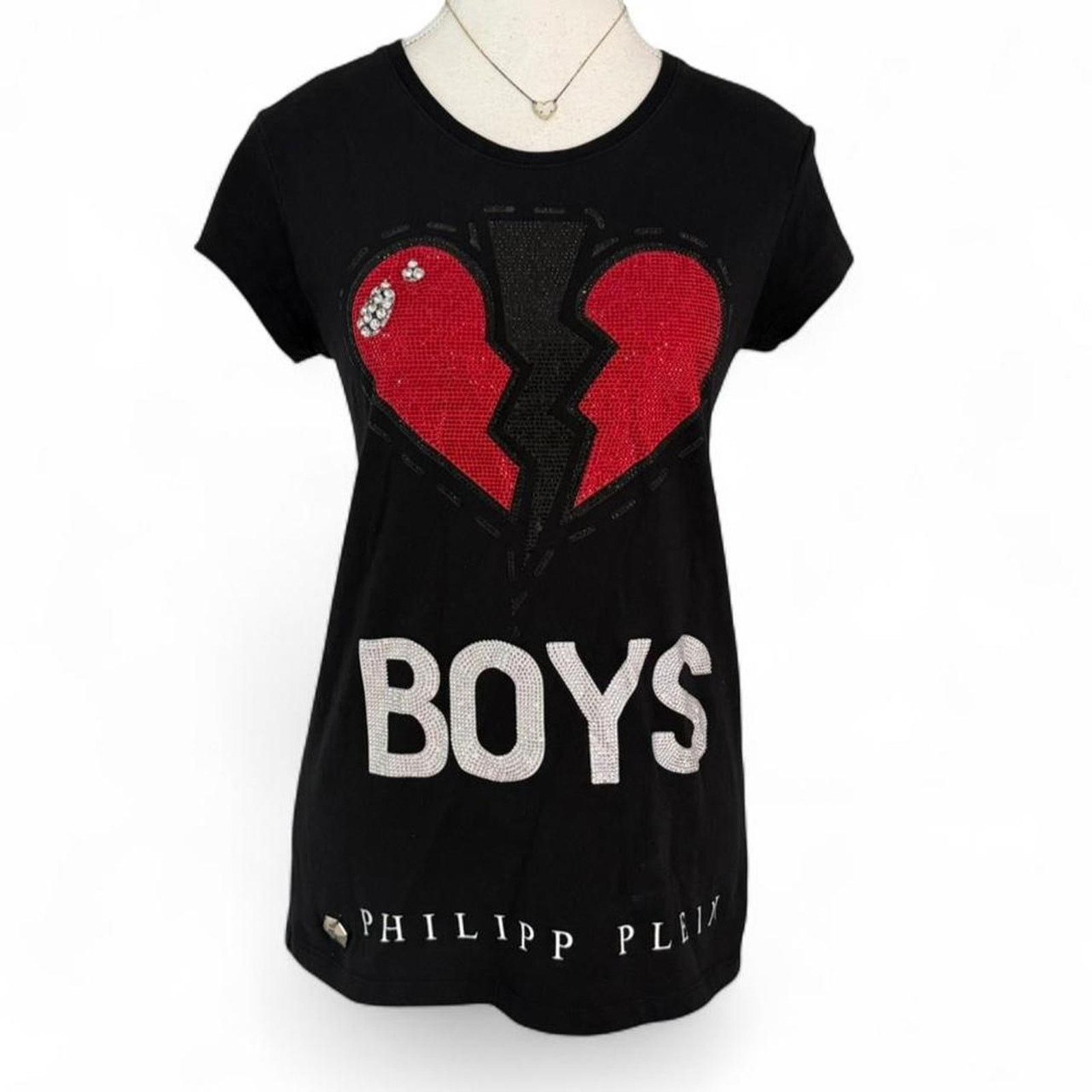 Philipp Plein Black Philipp Plein Mcbling heart graphic tee size large Size L / US 10 / IT 46 - 1 Thumbnail