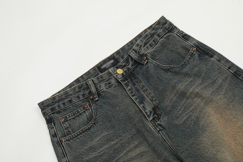 Japanese Brand × Jean Men's retro simple loose casual distressed washed jeans Size US 32 / EU 48 - 4 Thumbnail