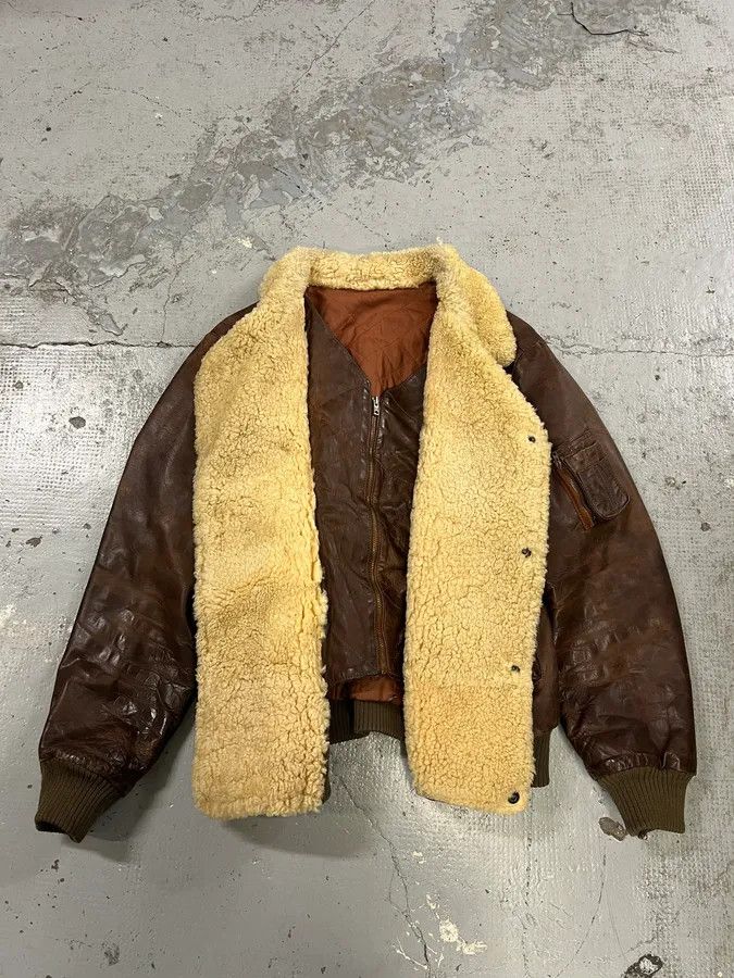 Marithe + Francois Girbaud 1980s Marithé + François Girbaud Compagnie des Montagnes Brown Shearling Leather Jacket Size US L / EU 52-54 / 3 - 7 Thumbnail