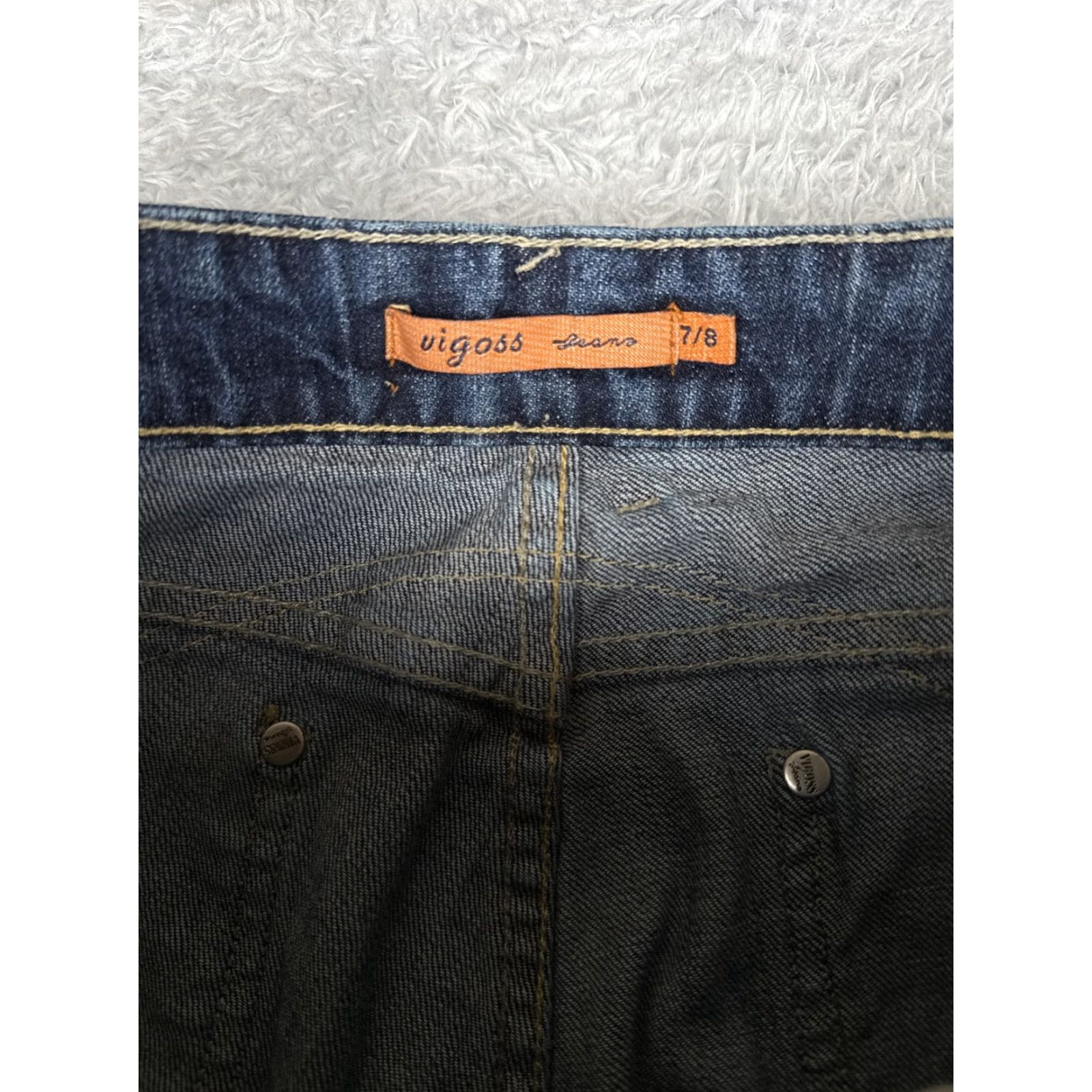 Vintage VIGOSS Jeans Bootcut Junior 7/8 Blue Medium Wash Low Rise Stretch Denim 29x32 Womens Size 28" / US 6 / IT 42 - 6 Thumbnail