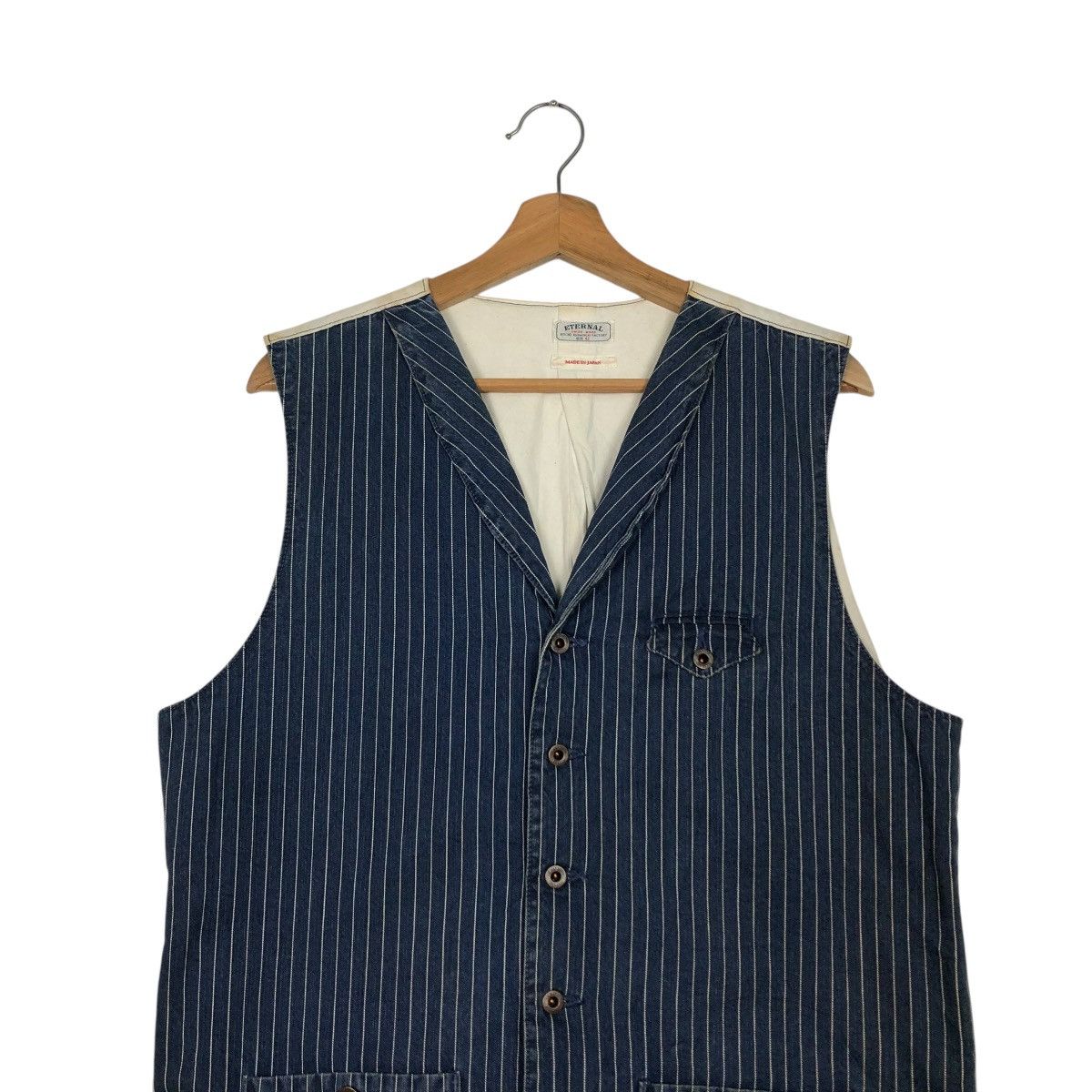 Eternal 🔥VINTAGE WAIST COATS VEST ETERNAL HICKORY CHORE STRIPED Size US L / EU 52-54 / 3 - 5 Thumbnail