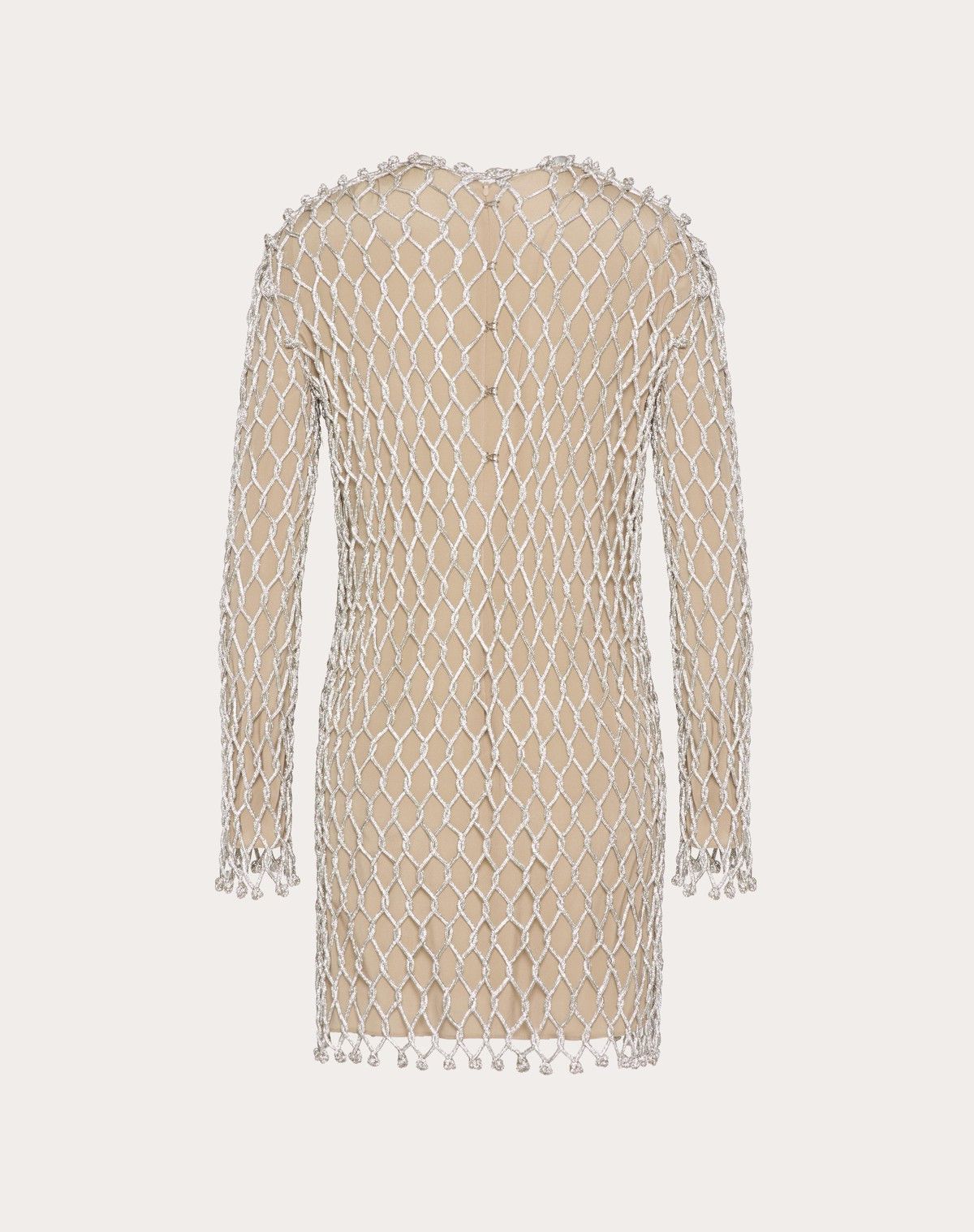 Valentino o1s1wg110525 Embroidered Rhinestone Short Dress in Silver Size S / US 4 / IT 40 - 2 Thumbnail