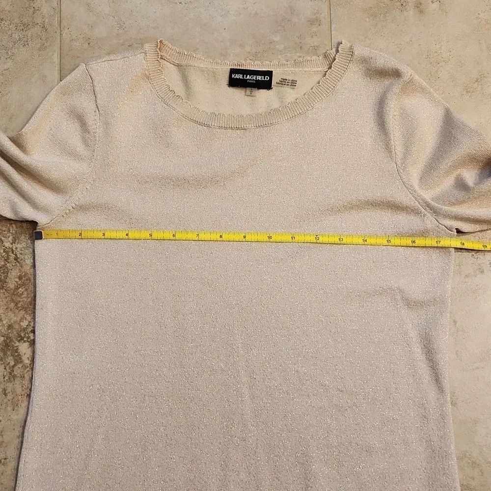 Karl Lagerfeld Karl Lagerfeld Ruffle Sleeve Metallic Sweater Size S / US 4 / IT 40 - 9 Thumbnail