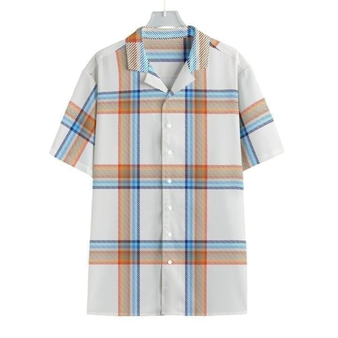 Other Men's Plaid Cuban Collar Retro Summer Shirt Orange/Blue NWT Size US XXL / EU 58 / 5 - 1 Thumbnail