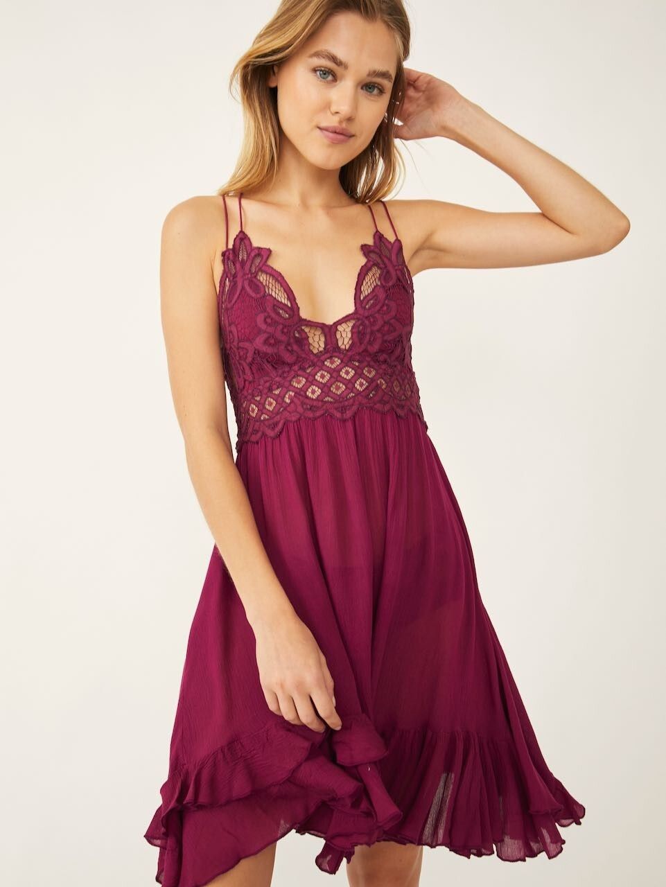 Free People Intimately Free People Adella Slip Dress in Wine ( XS ) Size XS / US 0-2 / IT 36-38 - 1 Thumbnail
