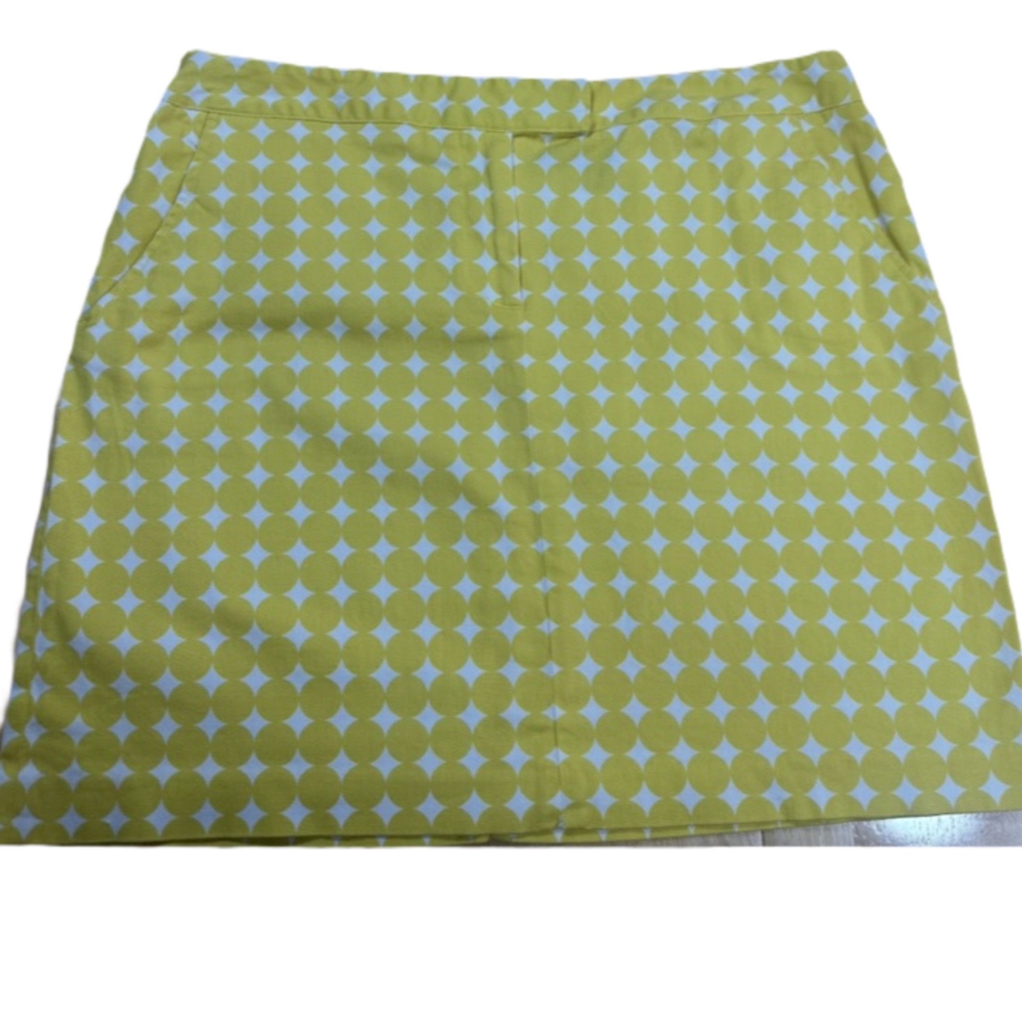 Other Larry Levine White & Yellow Geometric Print Mini Skirt Size Size 36" / US 14 / IT 50 - 1 Thumbnail