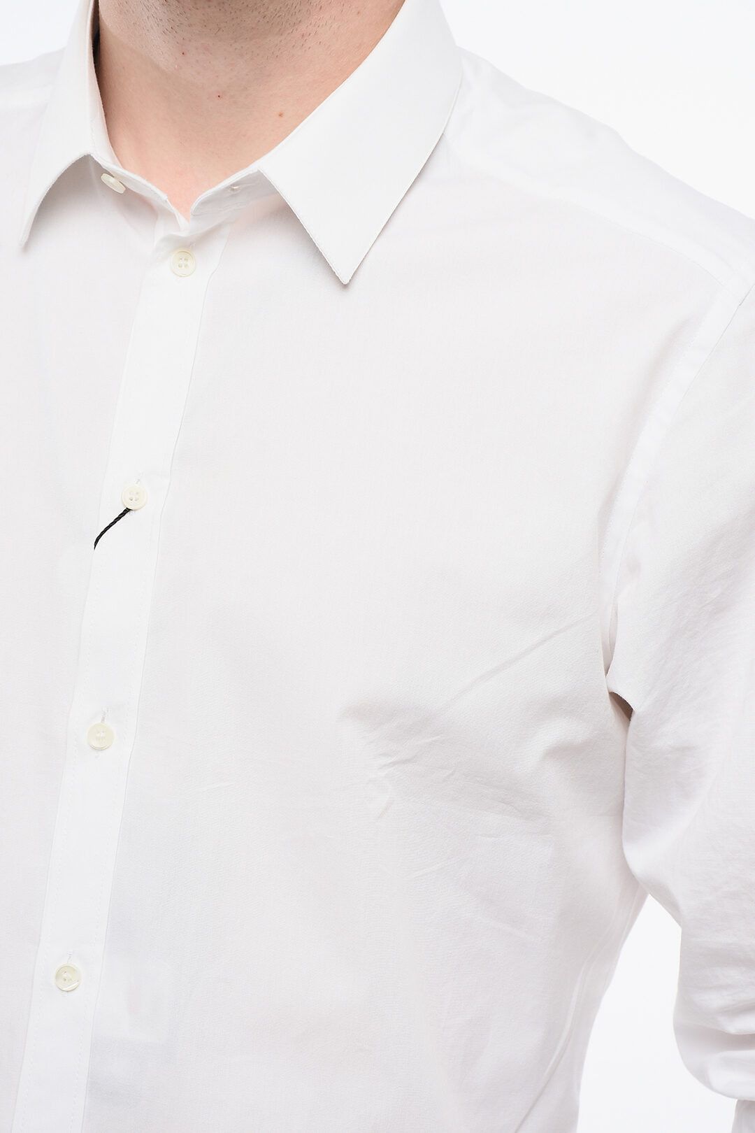 Dolce & Gabbana og1mm0825 Gold Spread Collar Stretch Cotton Shirt in White Size US M / EU 48-50 / 2 - 3 Thumbnail