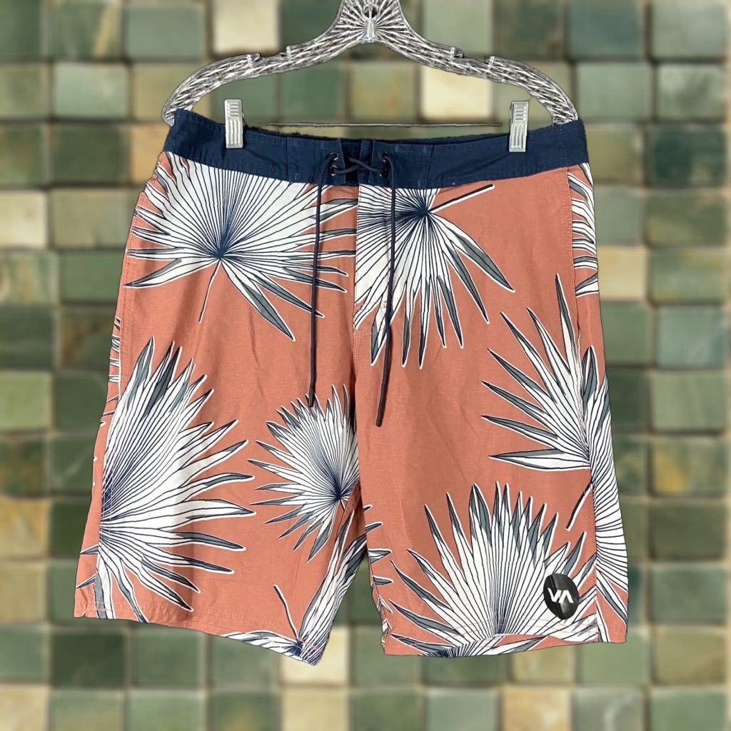 RVCA RVCA Swim Shorts Cargo Men's 33 Blue Orange White Colorful Regular Size 33 Mens Size US 33 - 1 Thumbnail