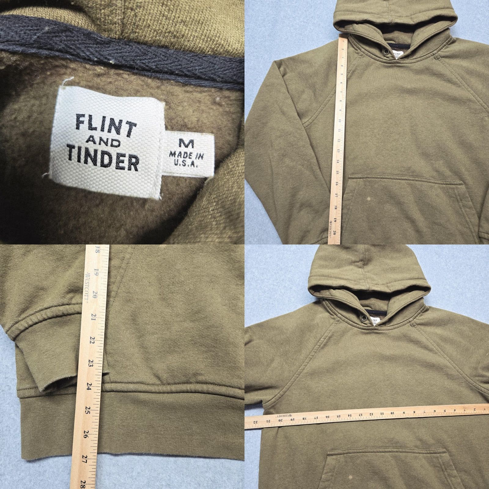 Flint And Tinder Flint and Tinder Hoodie Mens M Green Pullover Heavyweight Fleece Hooded Pockets Size US M / EU 48-50 / 2 - 8 Thumbnail