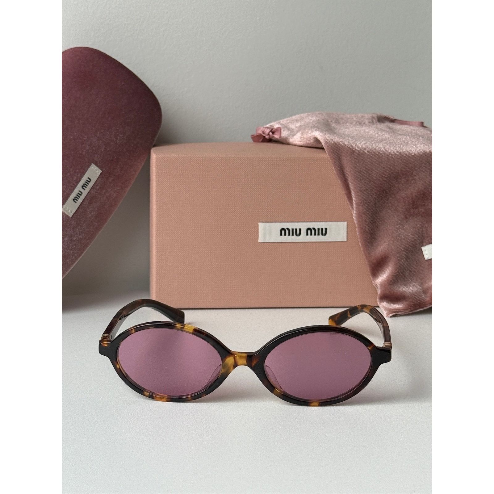Miu Miu NEW Miu Miu MU04ZSF Tortoise Pink Sunglasses $518 Size ONE SIZE - 4 Thumbnail