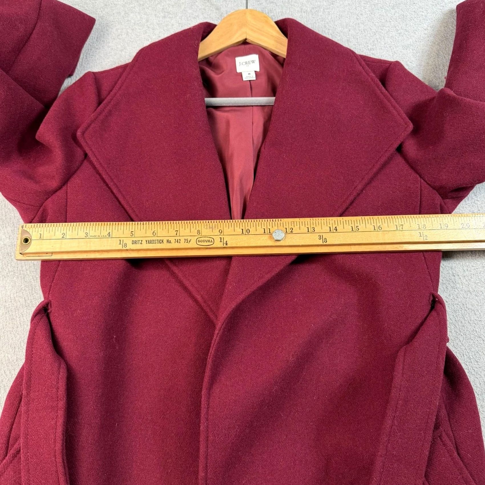 J.Crew J.CREW Overcoat Women 8 Red Wool Blend Long Belted Winter Coat Heritage Academia Size M / US 6-8 / IT 42-44 - 7 Thumbnail
