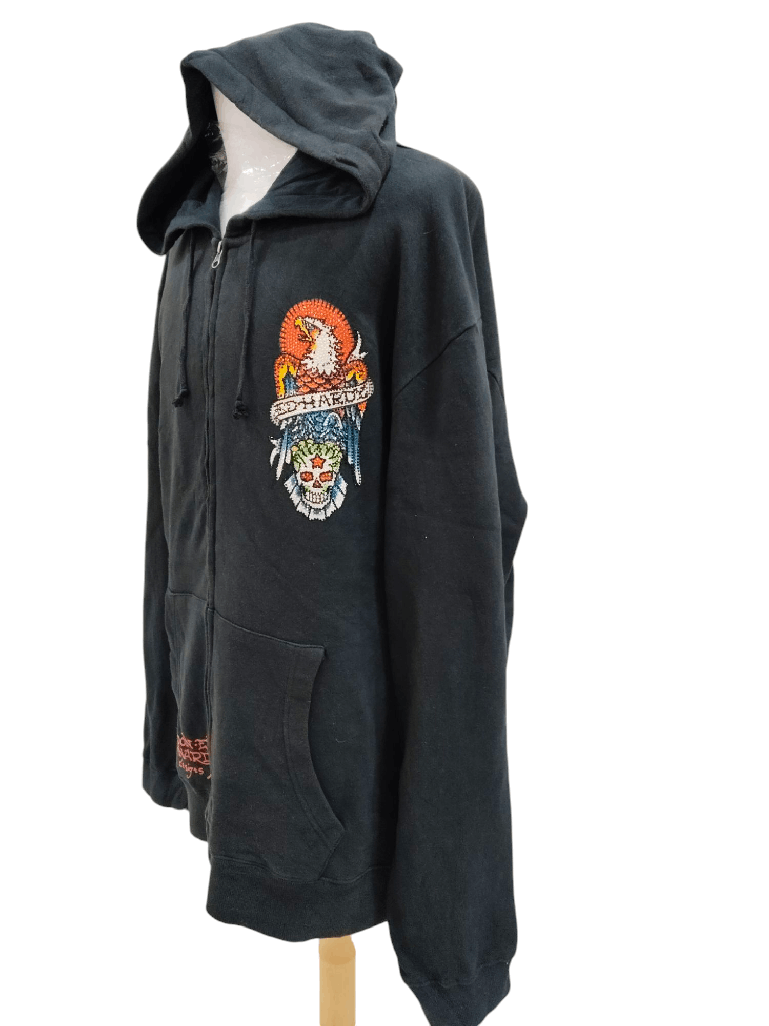 Ed Hardy × Japanese Brand Vintage Ed Hardy Spell Out Logo Zipper Hoodie Sweater Size US XXL / EU 58 / 5 - 2 Thumbnail
